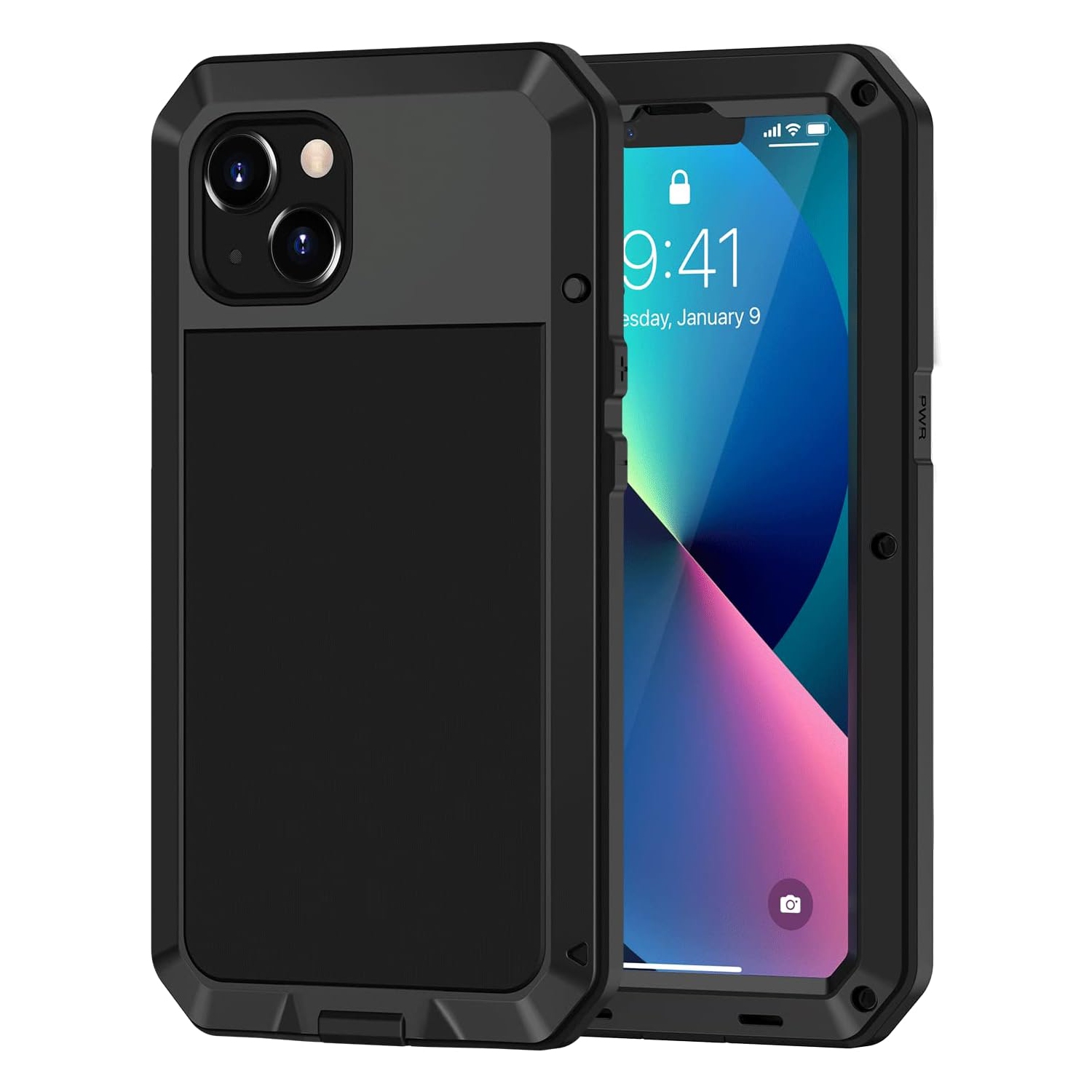 iPhone 13 Case, Heavy Duty Shockproof [Tough Armour] Metal Case with Built-in Screen Protector, 360 Full Body