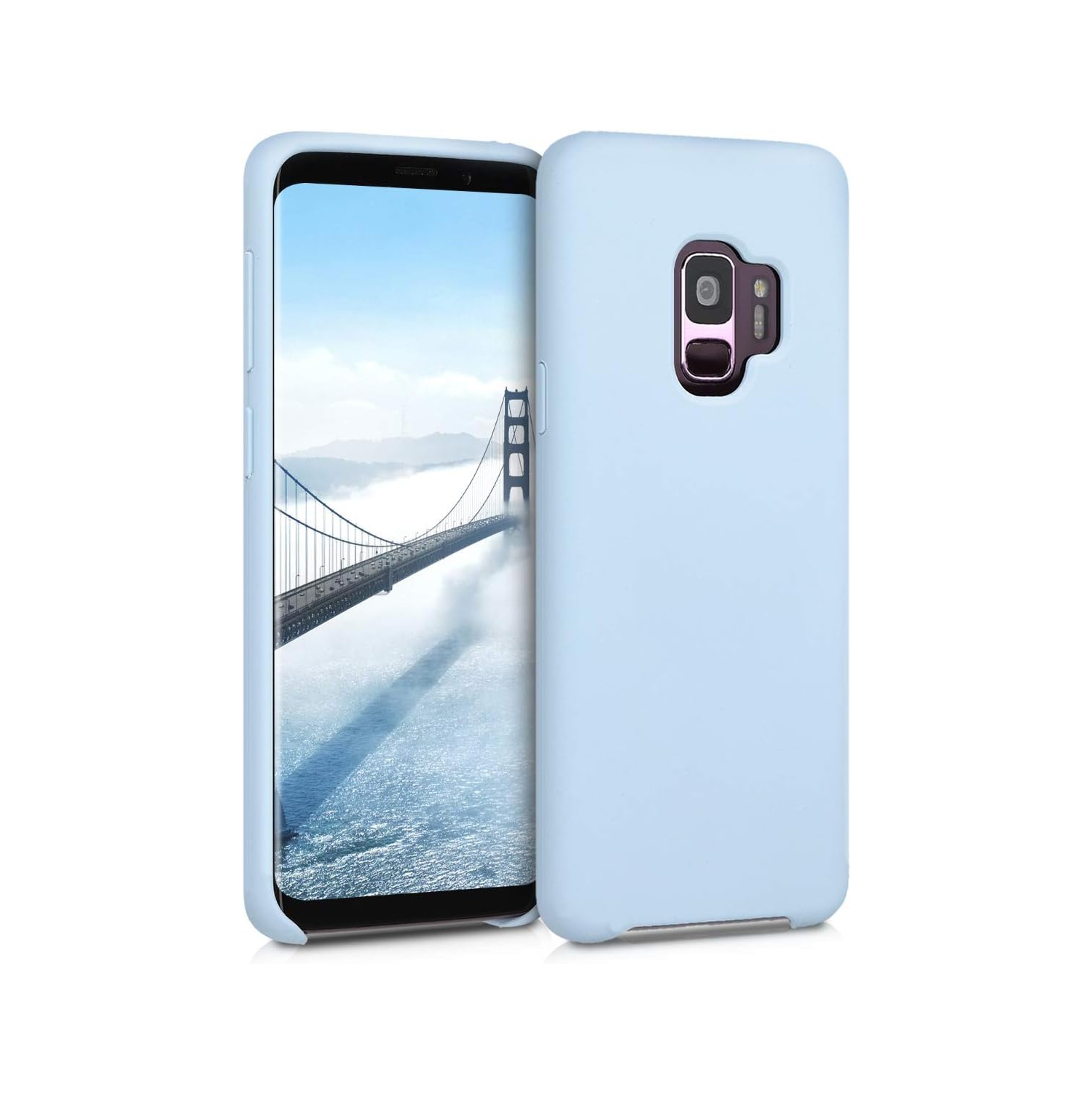 Étui compatible avec l'étui en silicone TPU pour Galaxy S9 de Samsung avec fini doux - Bleu pâle mat