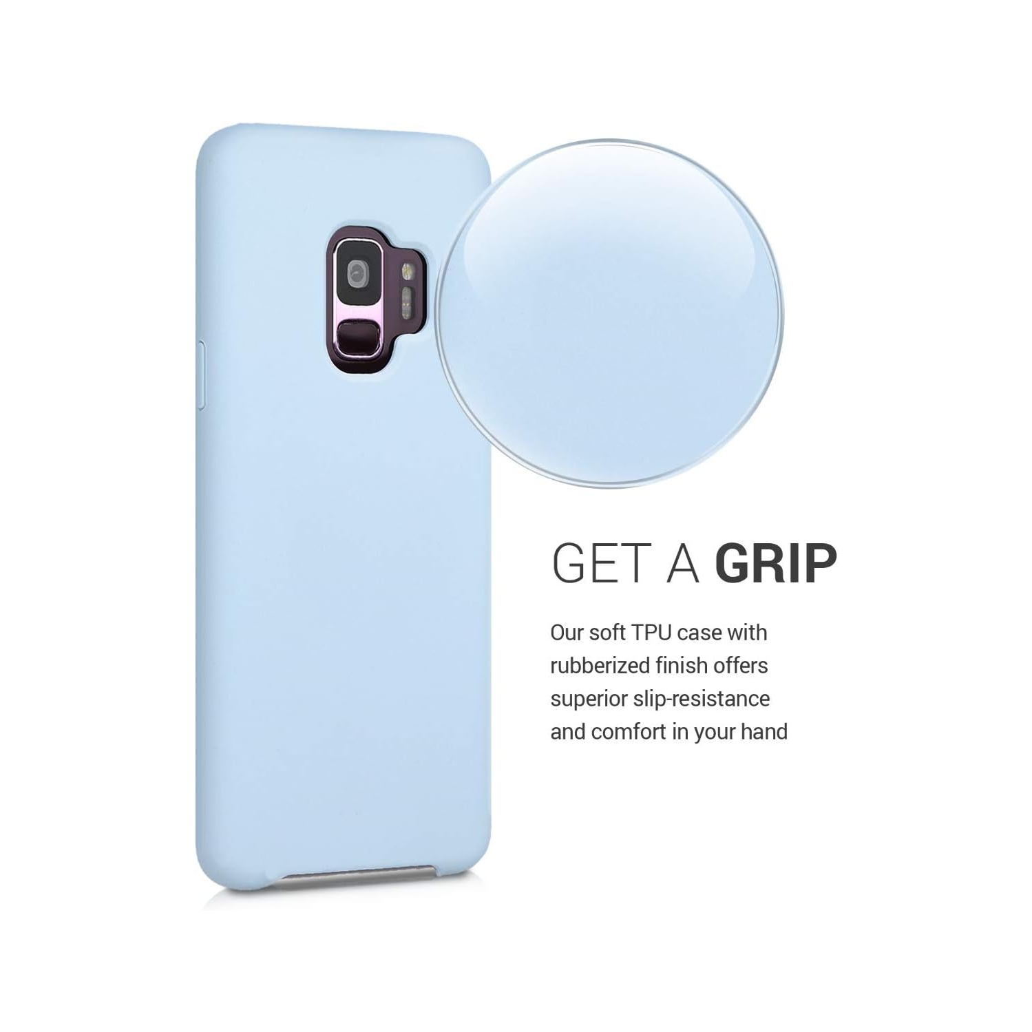 Étui compatible avec l'étui en silicone TPU pour Galaxy S9 de Samsung avec fini doux - Bleu pâle mat