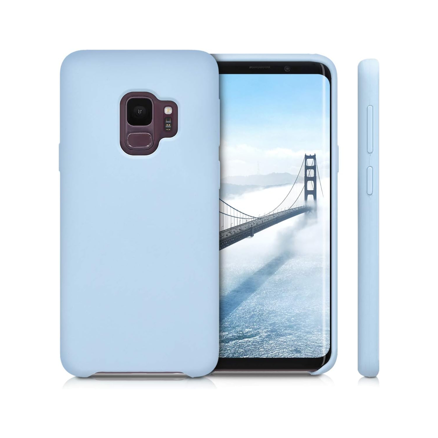 Étui compatible avec l'étui en silicone TPU pour Galaxy S9 de Samsung avec fini doux - Bleu pâle mat