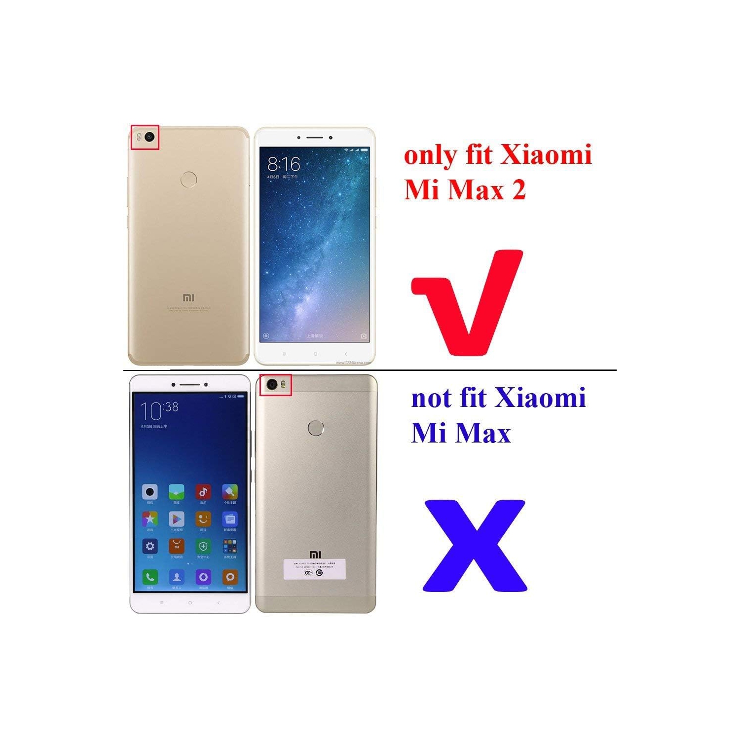 Compatible with Xiaomi Mi Max 2 Case, Metal Ring Grip Kickstand Shockproof Hard Bumper Shell (Works with Magnetic Car