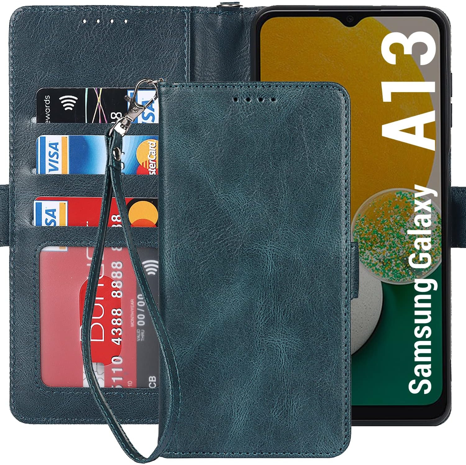 Samsung Galaxy A13 Wallet Case,[RFID Blocking] Premium Leather Credit Card Holder Magnetic Flip Kickstand