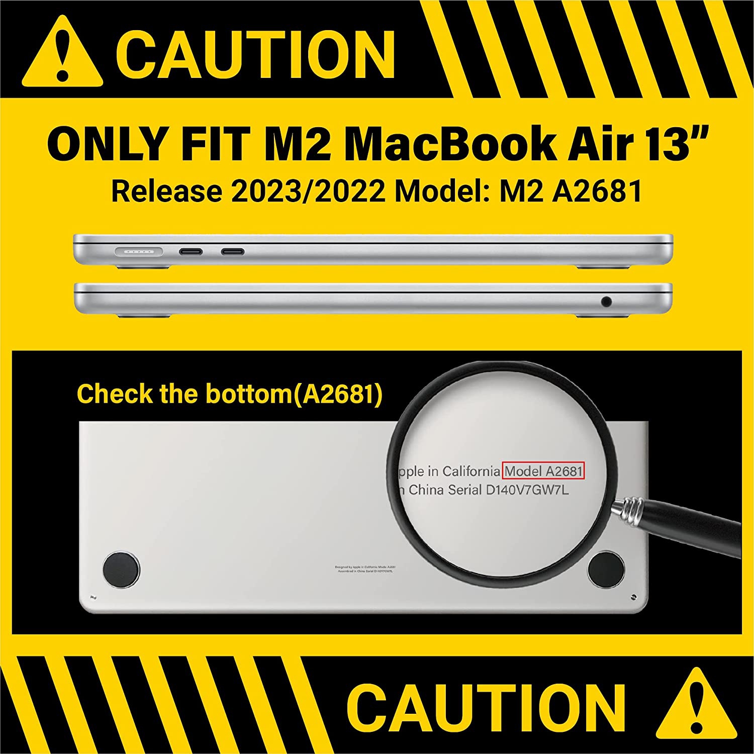 Compatible with M2 2023 2022 MacBook Air 13 inch case, Model A2681, Hard Shell Case & Keyboard Cover & Screen