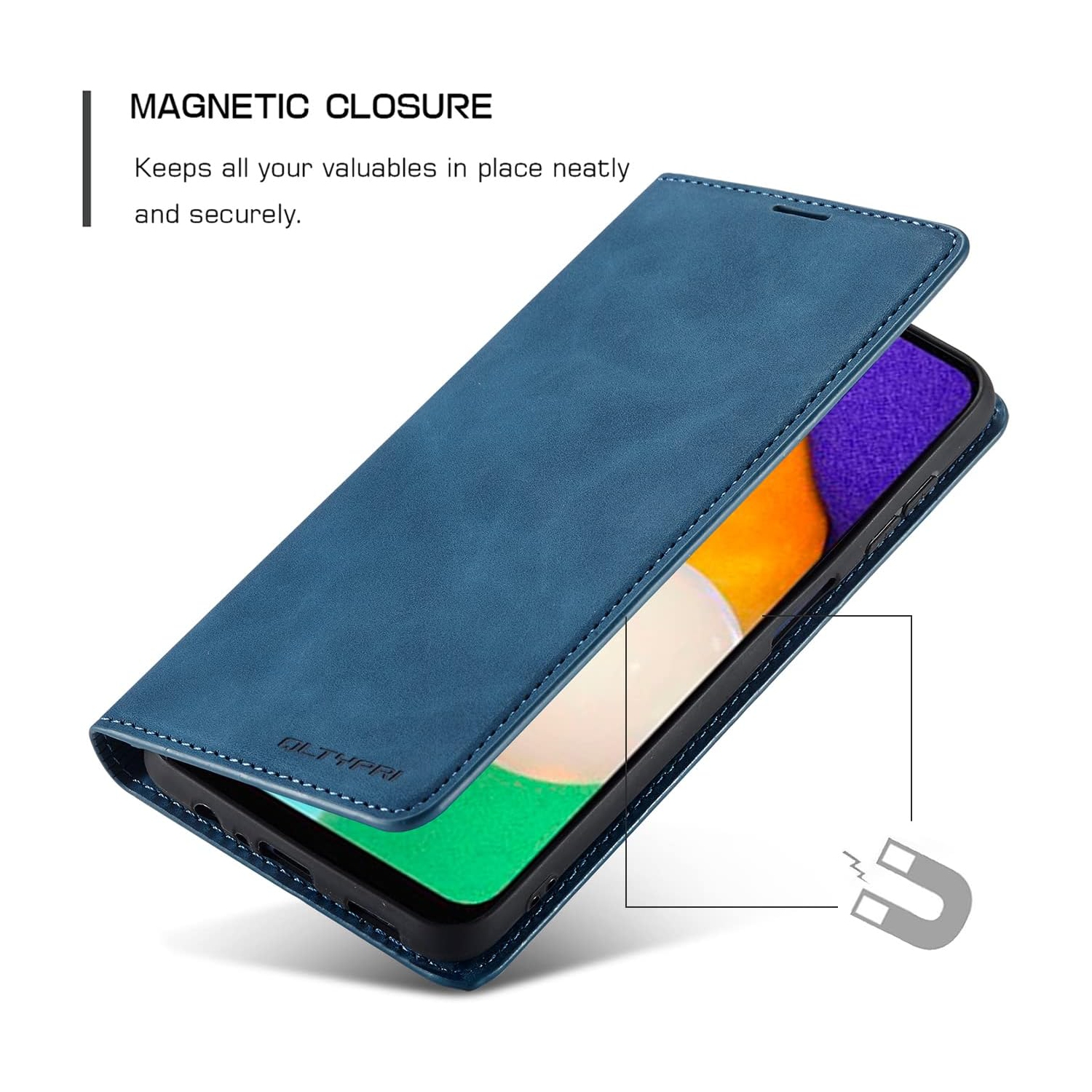 Samsung Galaxy A14 5G Case, Premium PU Leather Cover TPU Bumper with Card Holder Kickstand Hidden Magnetic