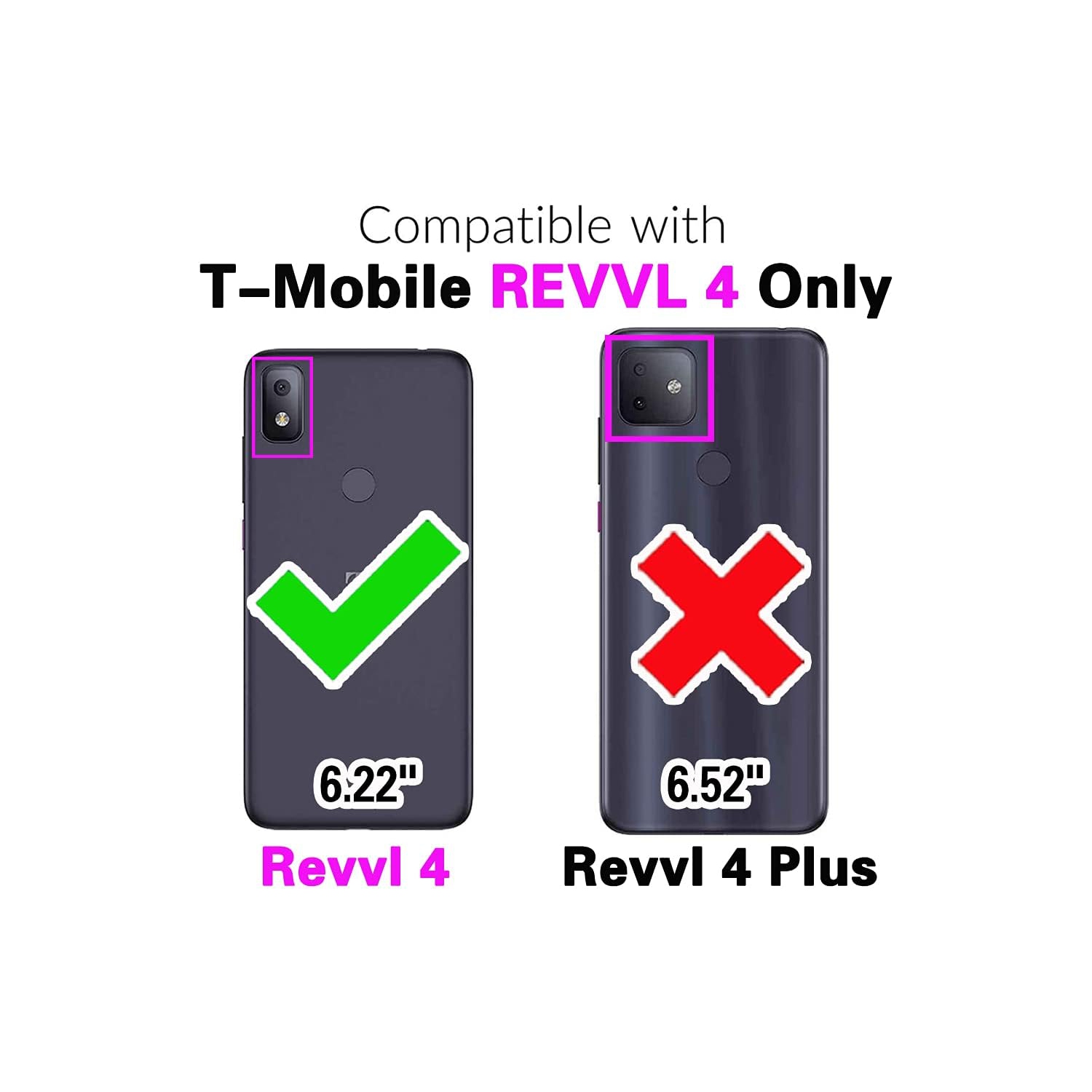 Compatible with T-Mobile Revvl 4 Wallet Case and Tempered Glass Screen Protector Card Holder Flip Wrist Strap