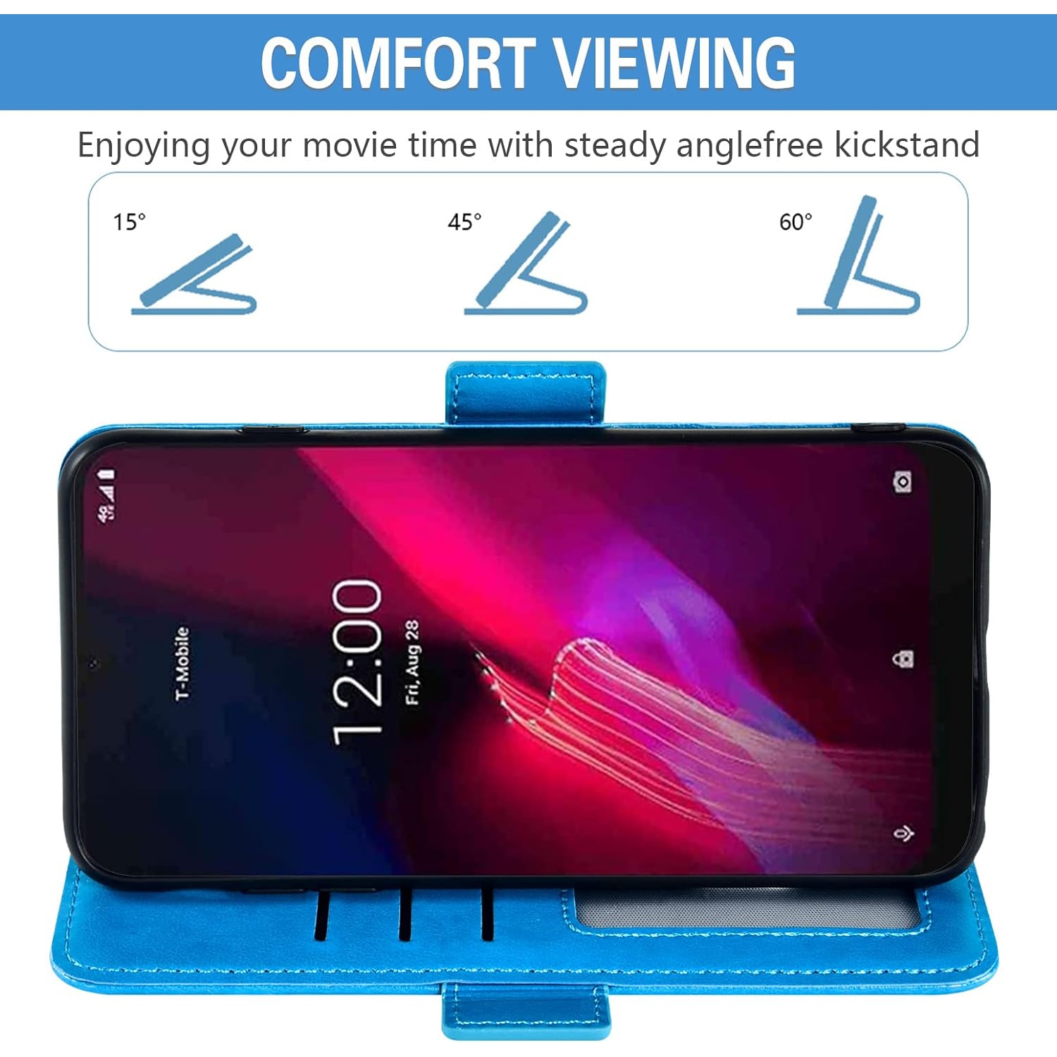 Compatible with T-Mobile Revvl 4 Wallet Case and Tempered Glass Screen Protector Card Holder Flip Wrist Strap