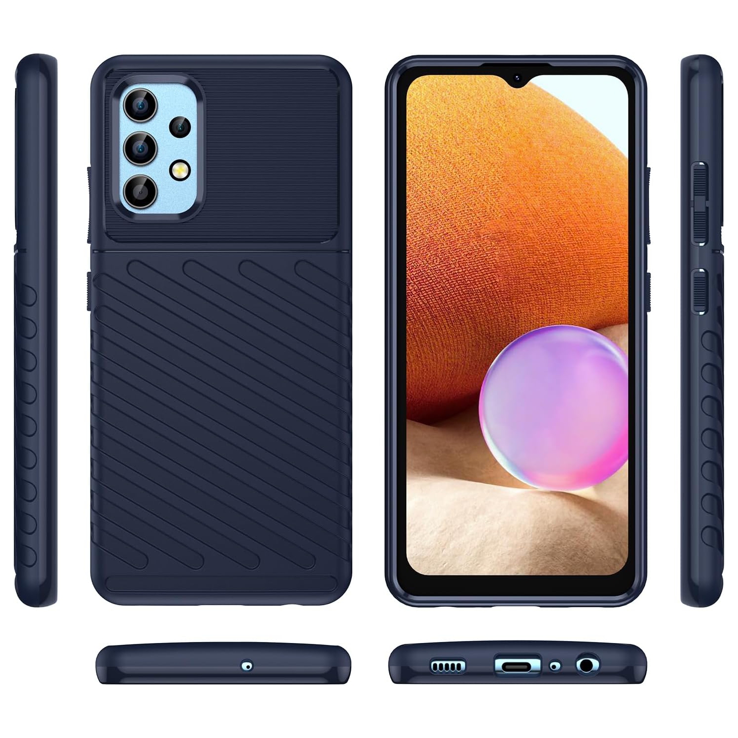 Étui pour Galaxy A32 4G, étui pour A32 4G SM-A325F de Samsung avec protecteur d'écran, fibre de carbone antirayure