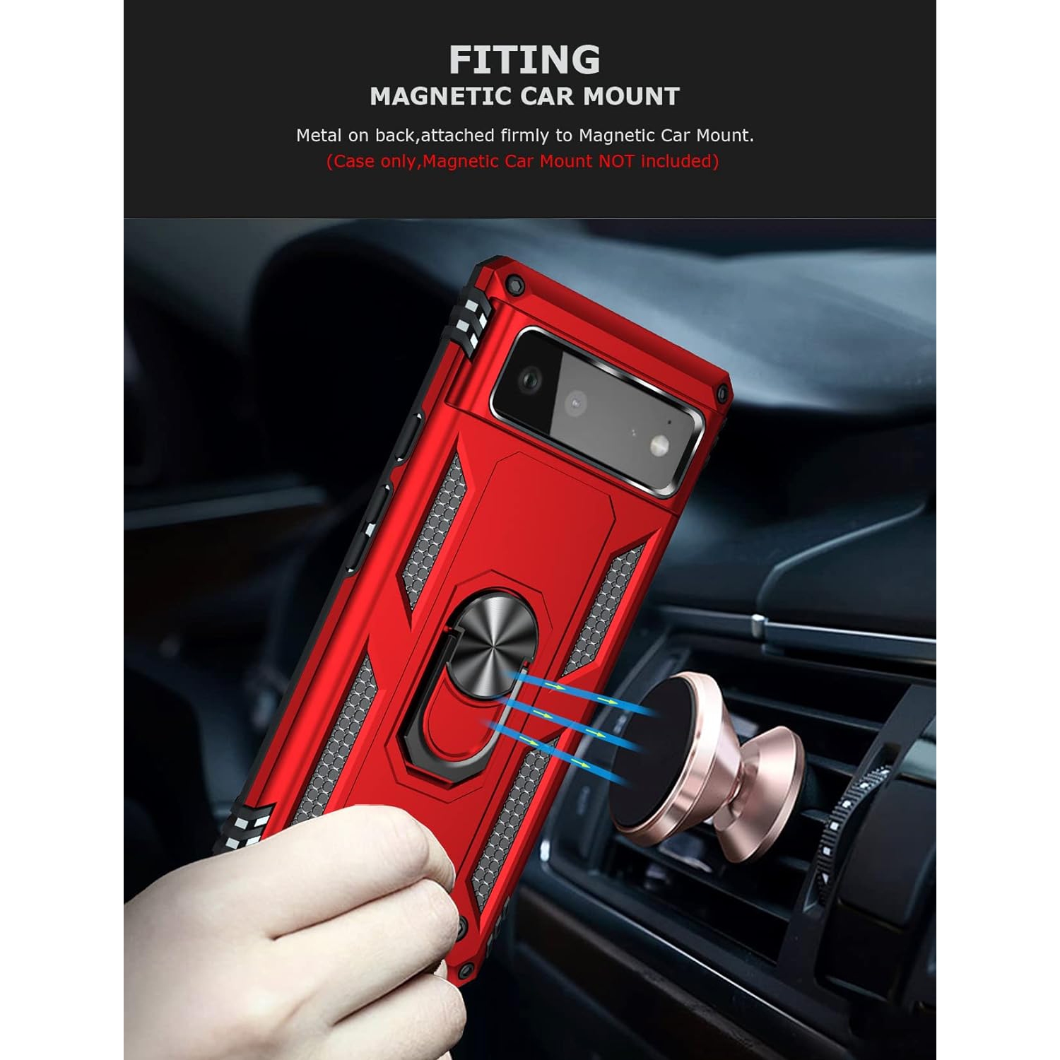 Ring Kickstand Phone Case for Pixel 6,Heavy Duty Dual Layer Drop Protection Case for Google Pixel 6,Hard