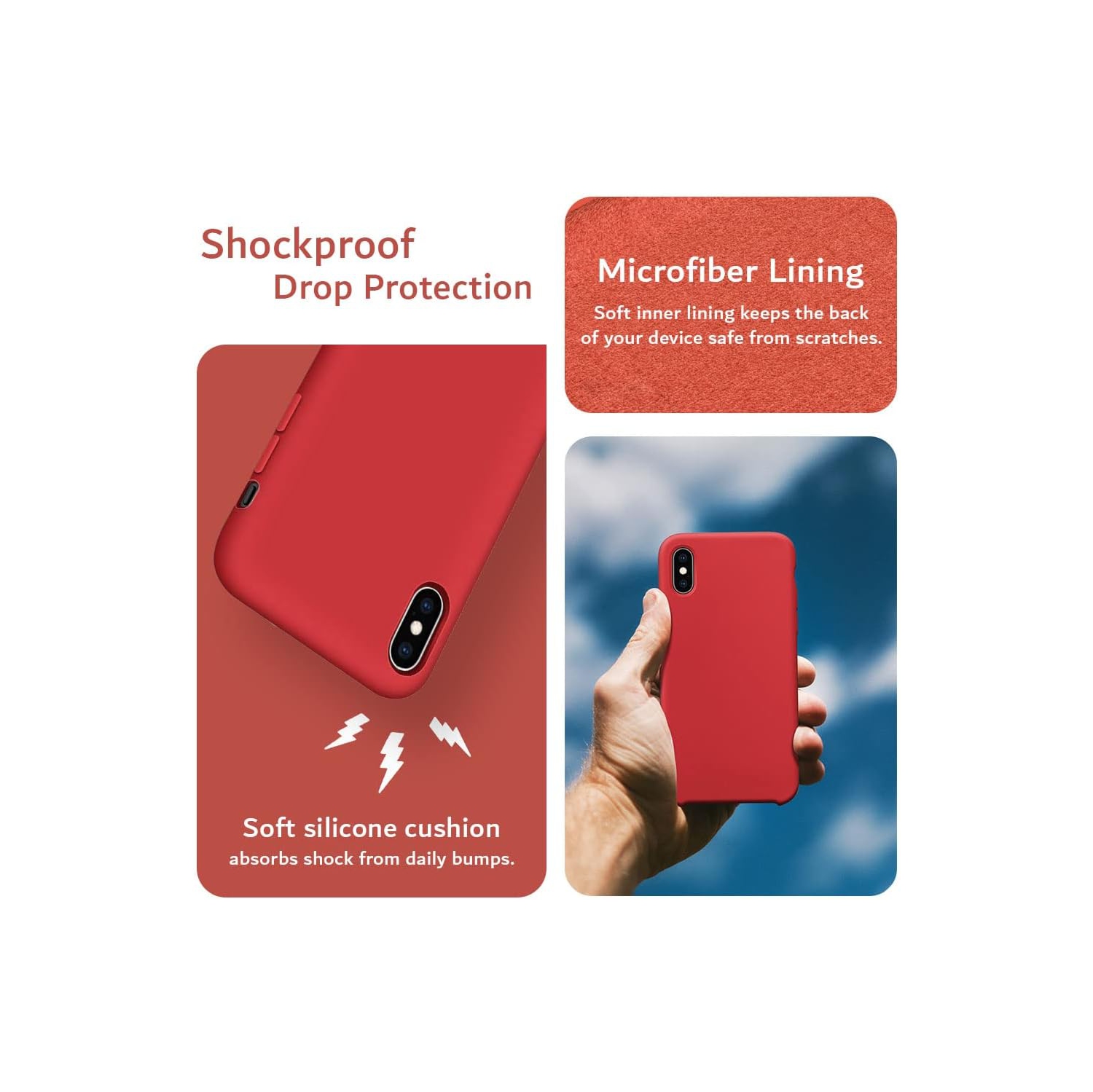 Slim Silicone Fit Designed for iPhone Xs Max Case, Protective Soft Flexible Silicone Rubber Phone Case Designed