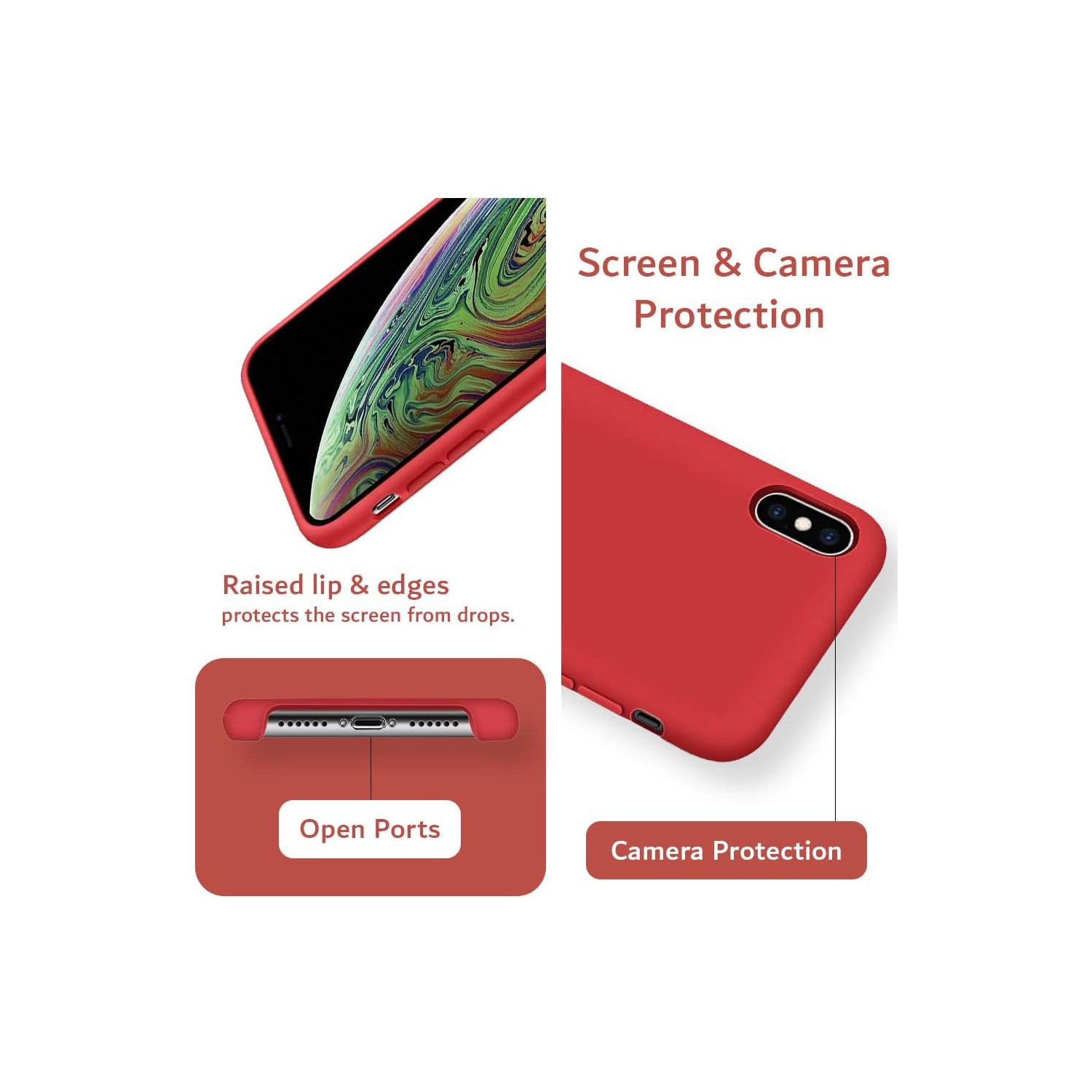 Slim Silicone Fit Designed for iPhone Xs Max Case, Protective Soft Flexible Silicone Rubber Phone Case Designed