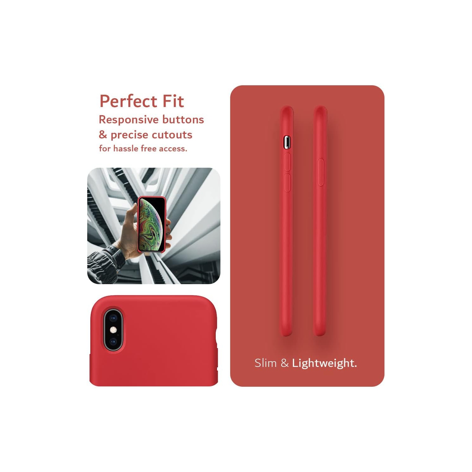 Slim Silicone Fit Designed for iPhone Xs Max Case, Protective Soft Flexible Silicone Rubber Phone Case Designed
