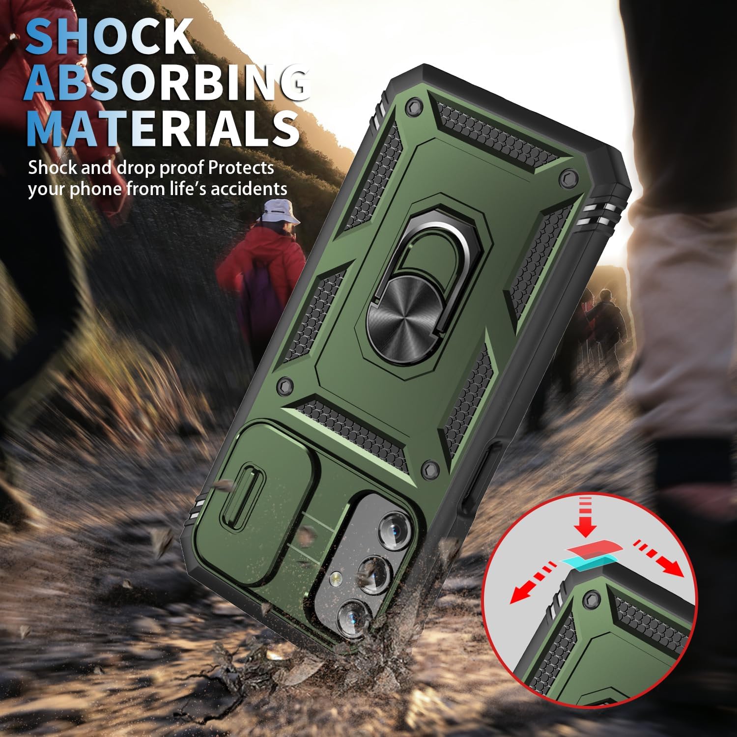 Compatible with Samsung Galaxy A14 4G/5G Case with Stand & Slide Camera Cover,Heavy Duty Full Body Shockproof