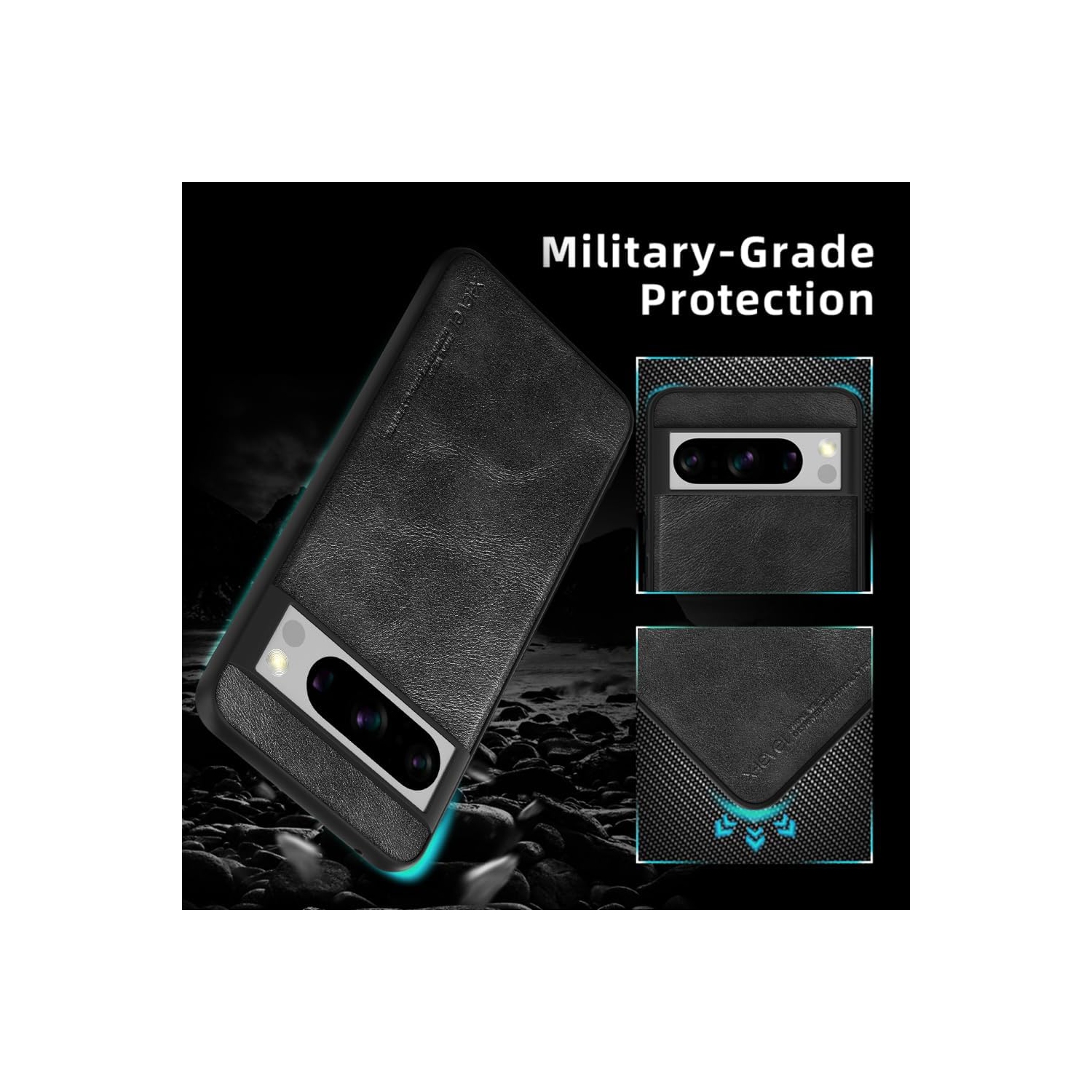 Google Pixel 8 Pro Case, Thin Slim Premium PU Leather Soft TPU Bumper Shockproof Protective Phone Cover