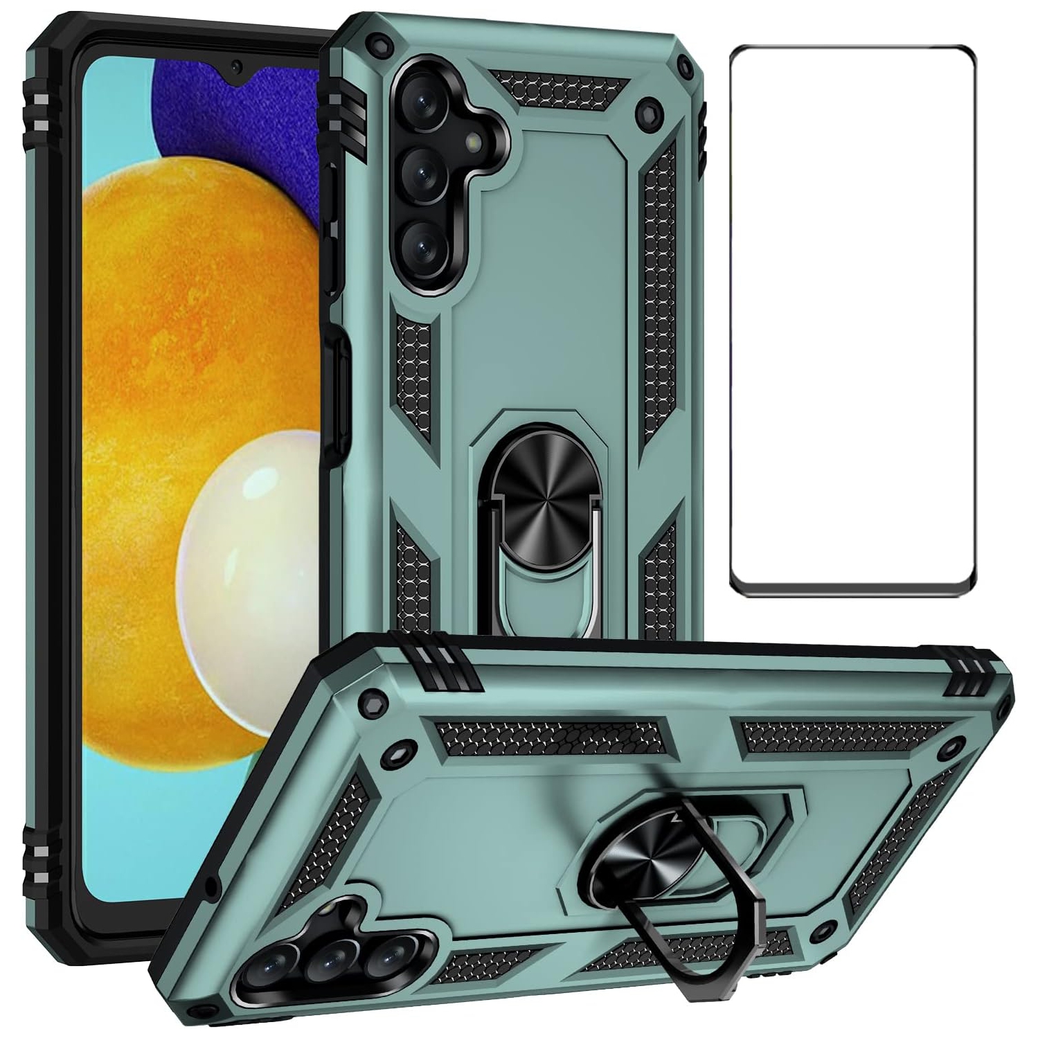 for Samsung Galaxy A13 5G Case with Screen Protector,Ring Kickstand Military Protective Shockproof Armor Protection
