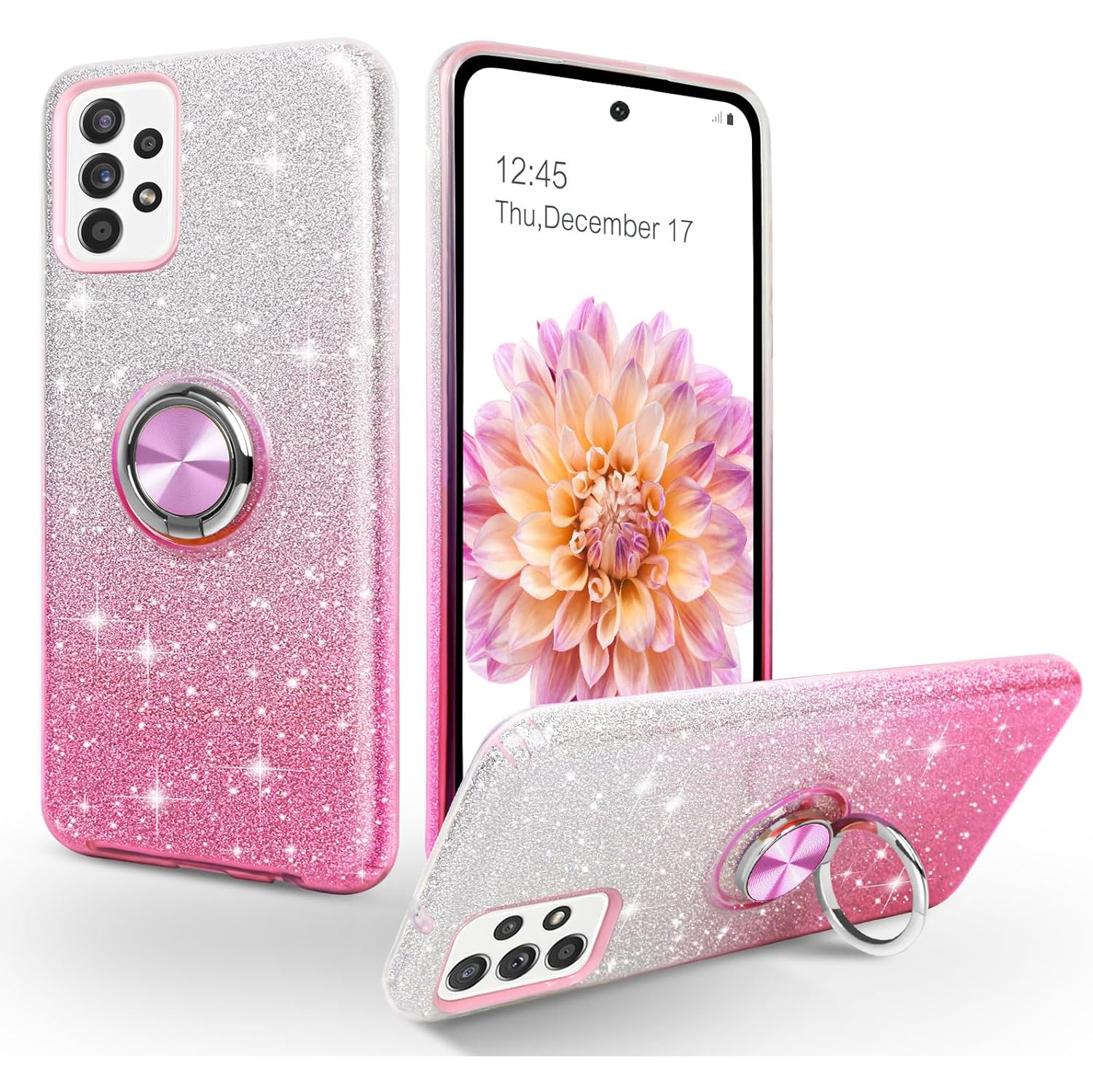 Galaxy A52 4G 5G Case, Phone Case Samsung A52s 5G, Slim Thin Shinny Sparkly Soft TPU Shockproof Protective Ring