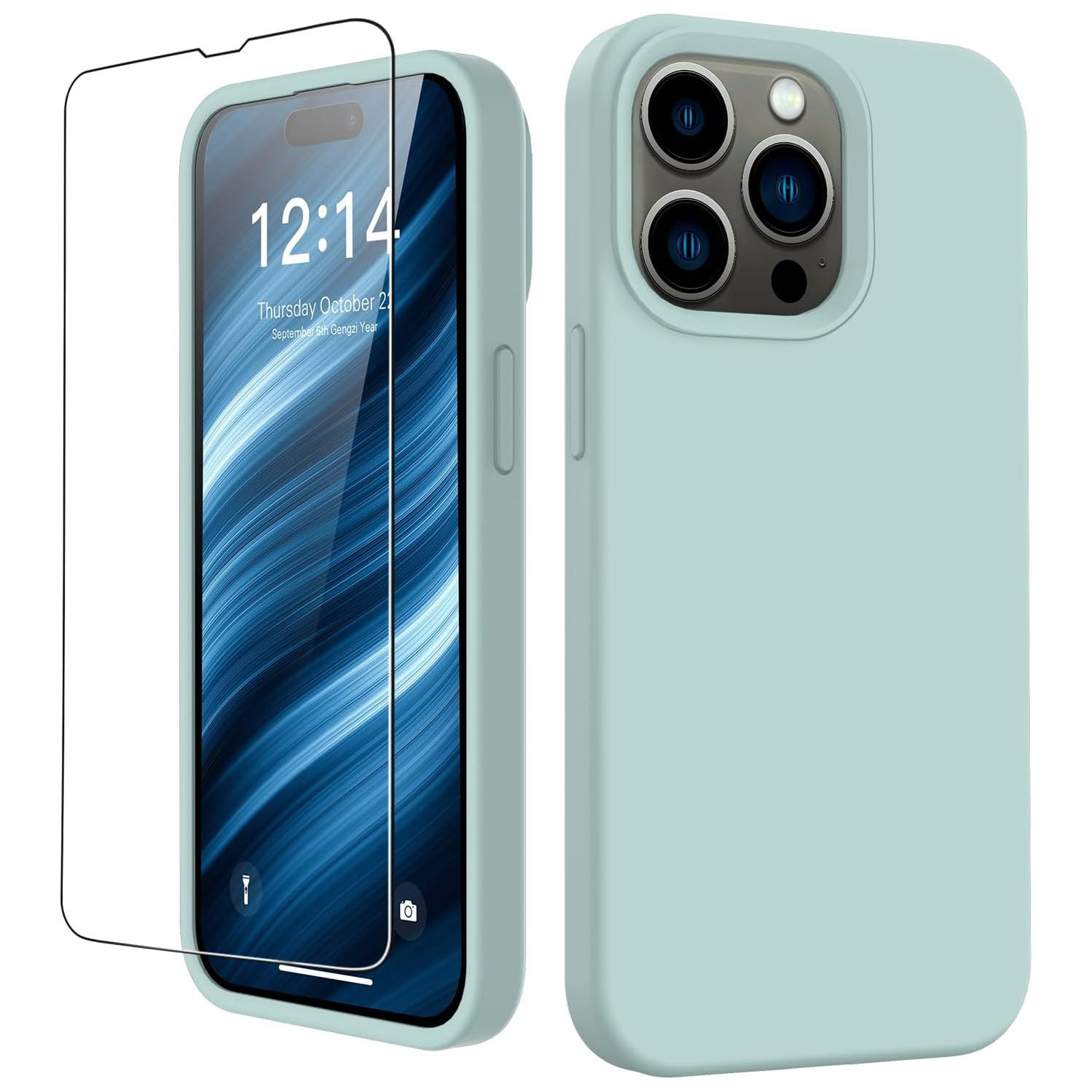 Compatible with iPhone 15 Pro Max Case with Screen Protector,Upgraded Liquid Silky Soft Silicone