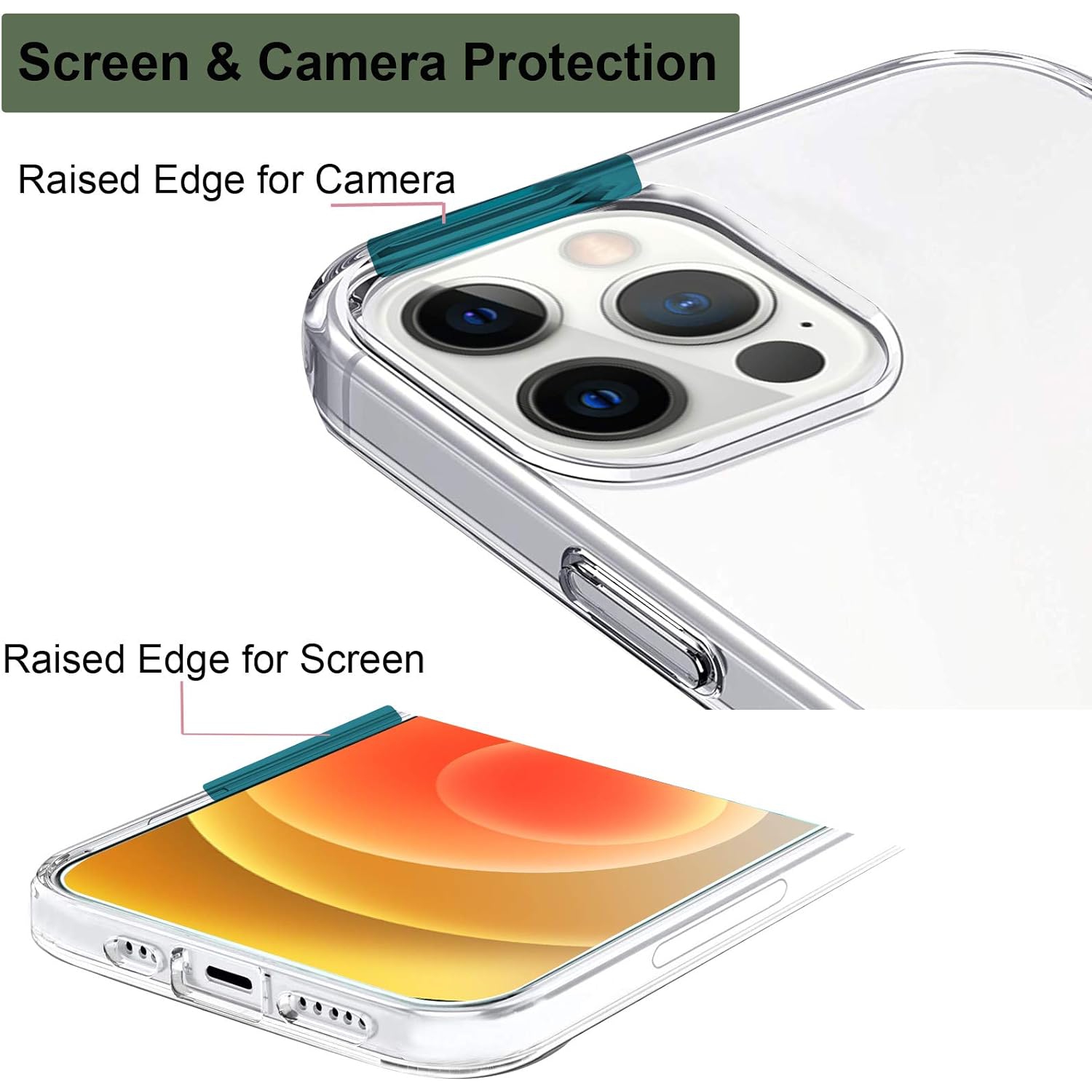 Case Comaptible with iPhone 12 iPhone 12 Pro Case Clear with Design Slim Protective Soft TPU Bumper Embossed