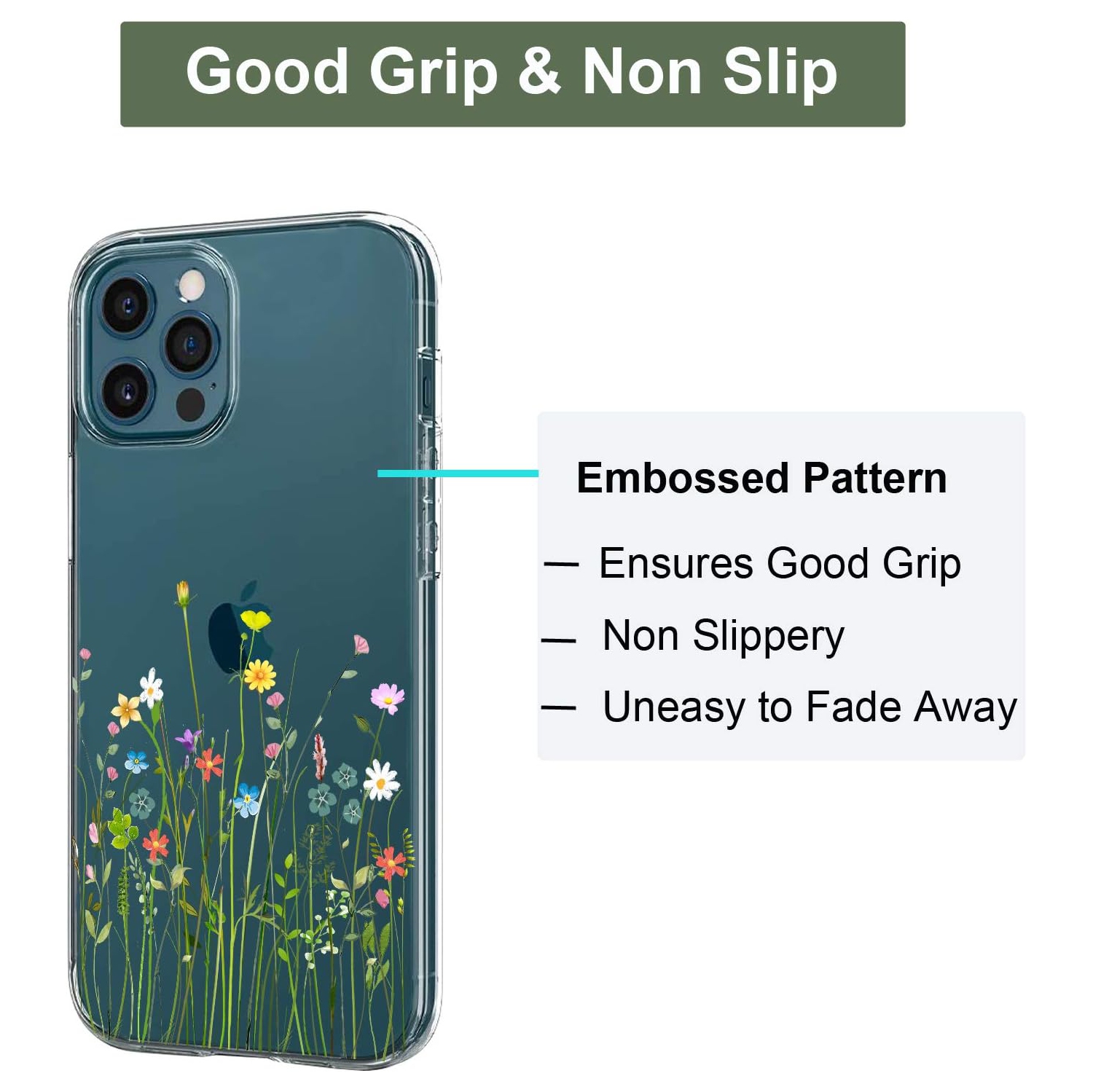 Case Comaptible with iPhone 12 iPhone 12 Pro Case Clear with Design Slim Protective Soft TPU Bumper Embossed