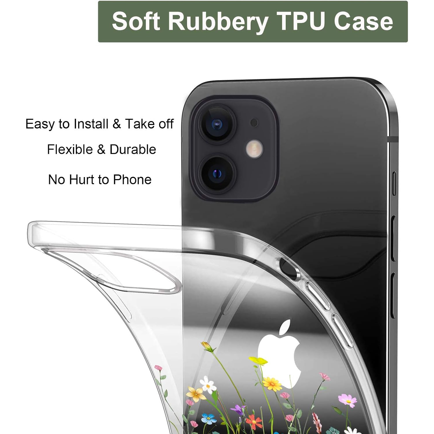 Case Comaptible with iPhone 12 iPhone 12 Pro Case Clear with Design Slim Protective Soft TPU Bumper Embossed