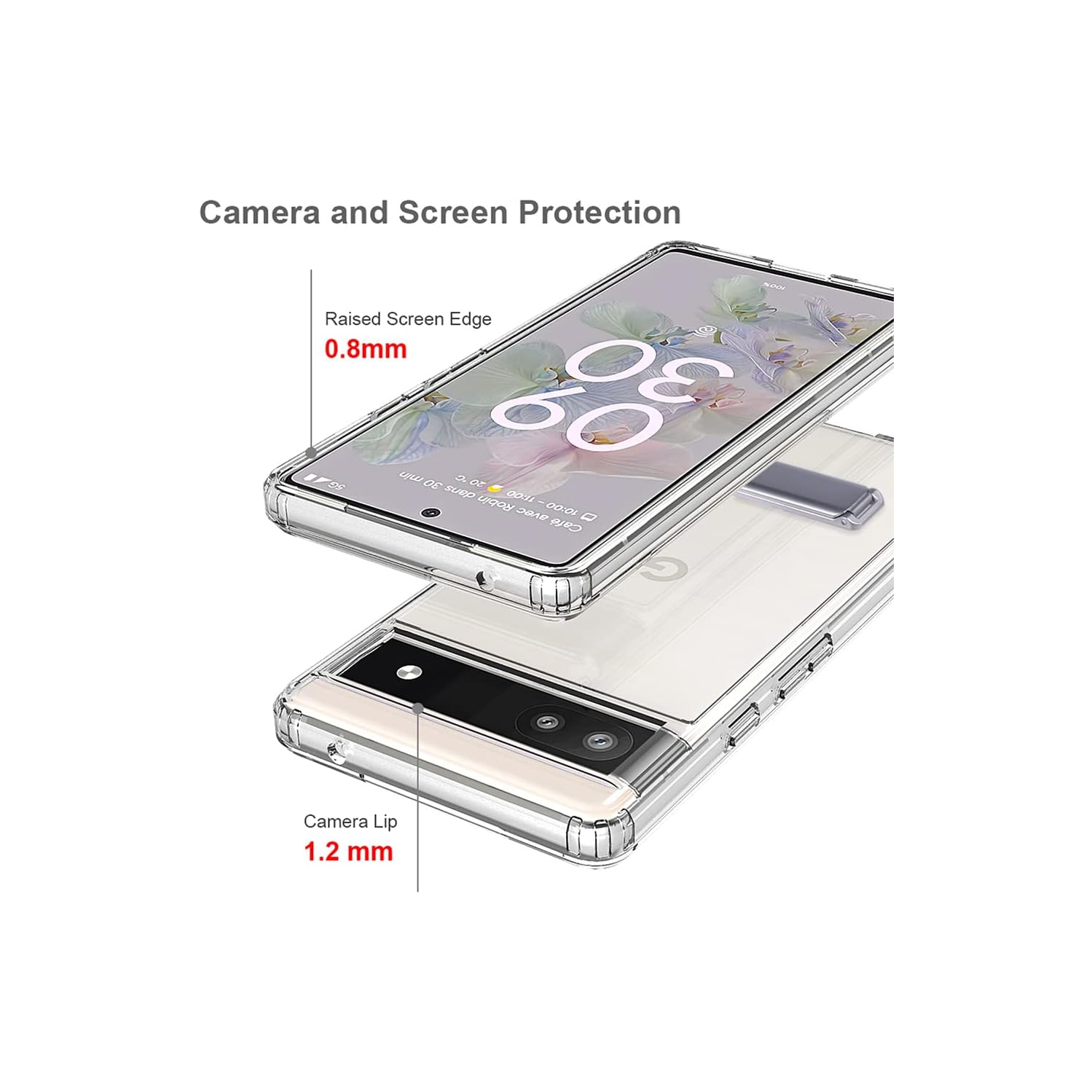 Google Pixe 7 Case Metal Kickstand,Not Yellowing Google Pixe 7 Clear Hybrid Acrylic TPU Bumper Shockproof [Military