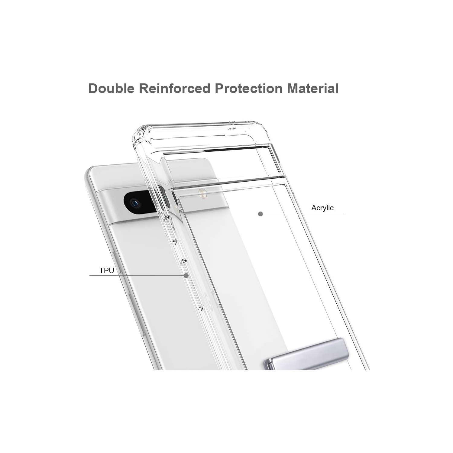 Google Pixe 7 Case Metal Kickstand,Not Yellowing Google Pixe 7 Clear Hybrid Acrylic TPU Bumper Shockproof [Military
