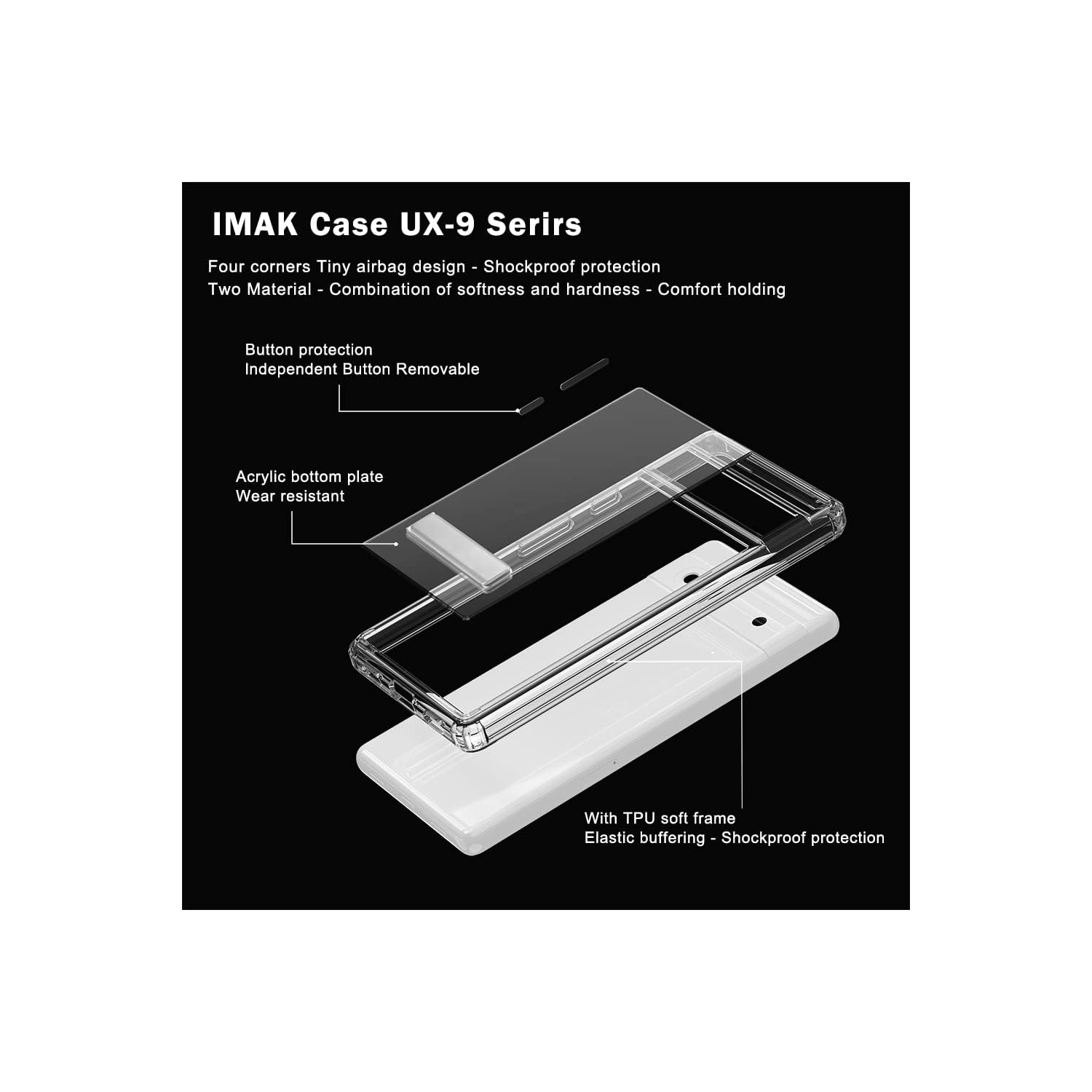 Google Pixe 7 Case Metal Kickstand,Not Yellowing Google Pixe 7 Clear Hybrid Acrylic TPU Bumper Shockproof [Military