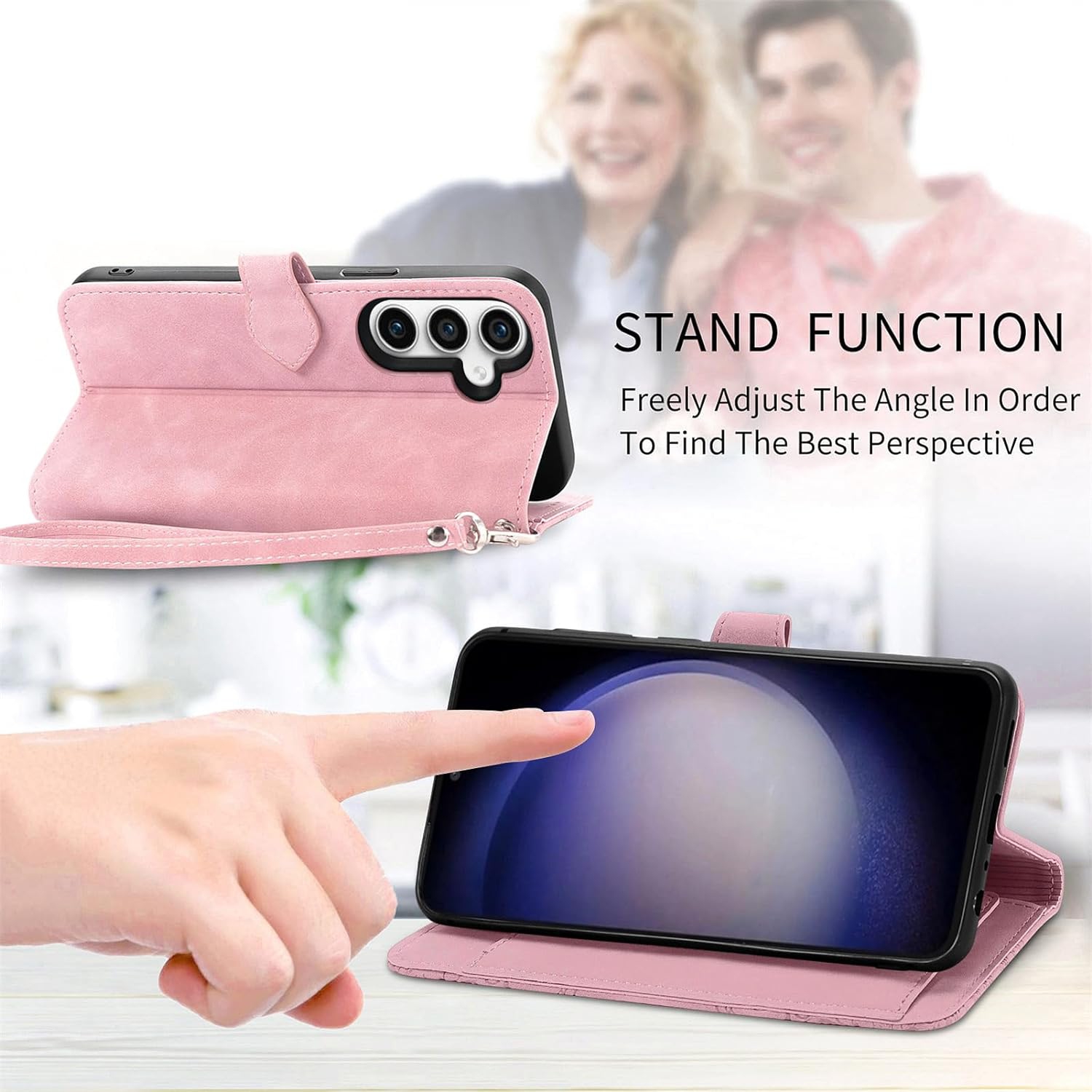 Samsung Galaxy S23 FE 5G 6.4 Inch Wallet Case Zipper Pocket with Card Holder Slot Magnetic Closure Lanyard