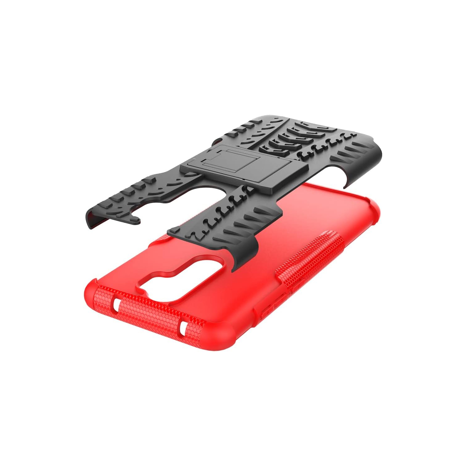 Phone Case for Xiaomi Redmi Note 8 Pro with Tempered Glass Screen Protector and Slim Stand Hybrid Heavy Duty