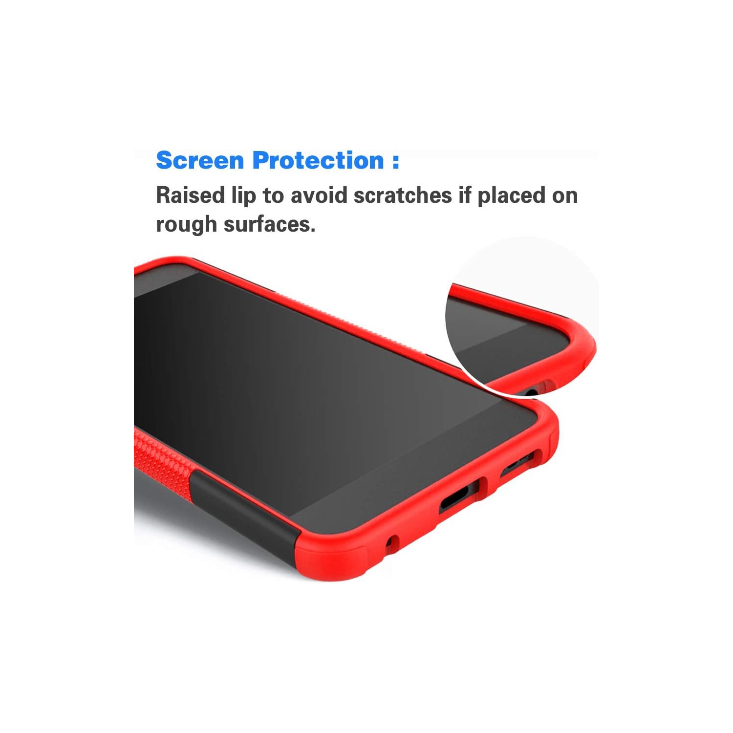 Phone Case for Xiaomi Redmi Note 8 Pro with Tempered Glass Screen Protector and Slim Stand Hybrid Heavy Duty
