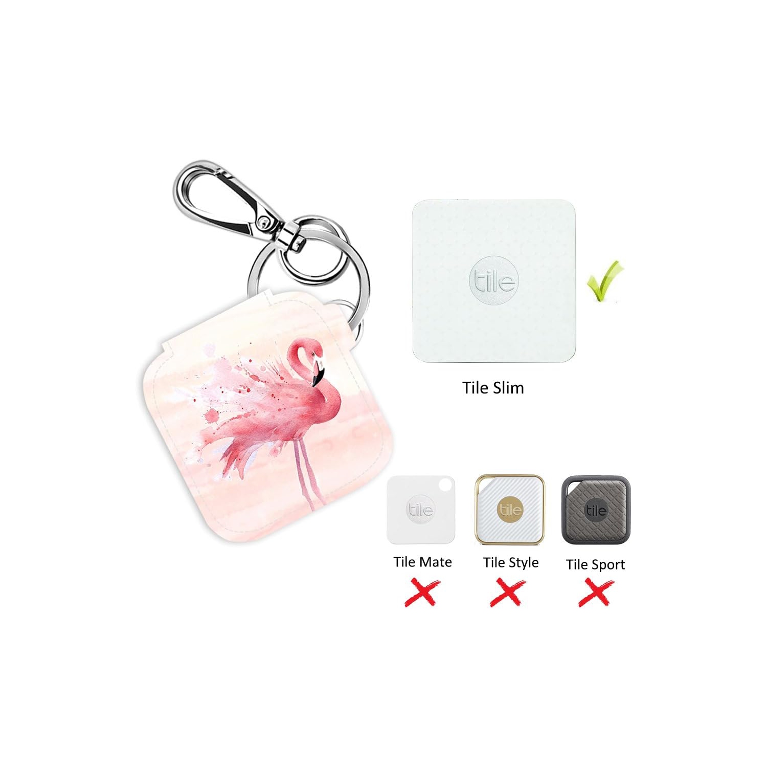 Case for Tile Slim Finder with Carabiner Keychain, Leather Skin Cover for Tile Slim Bluetooth Tracker, Anti-Lost