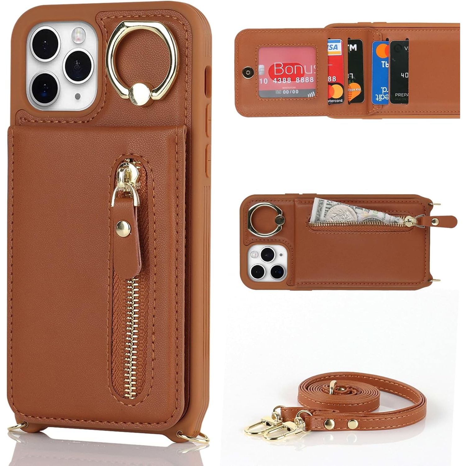 iPhone 11 Pro Case for Women with Card Holder, iPhone 11 Pro Phone Case with Strap,Crossbody Lanyard Cases