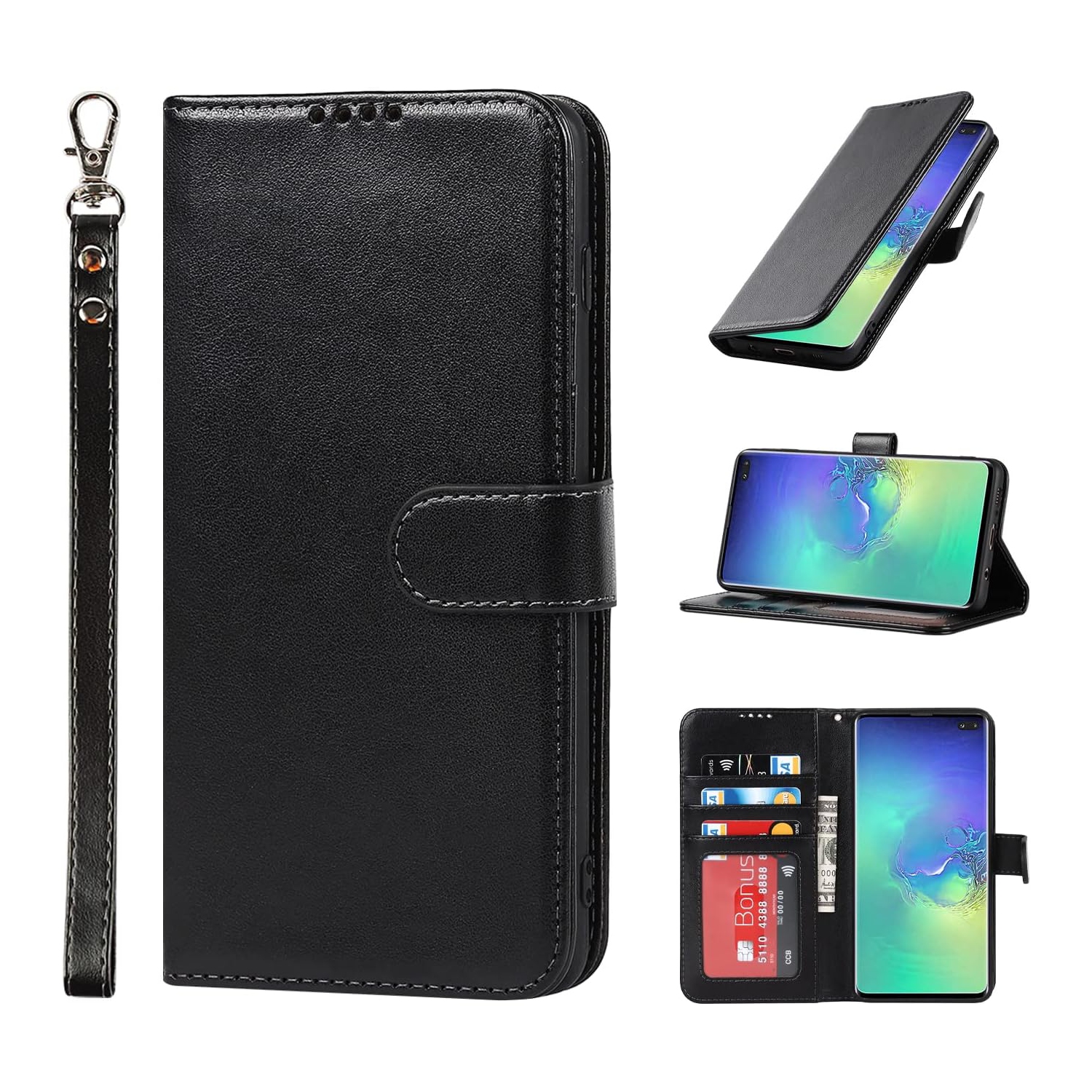 Samsung Galaxy S10 Plus Wallet Case,Premium Leather Card Holder Card Slot Magnetic Closure Flip Kickstand Women