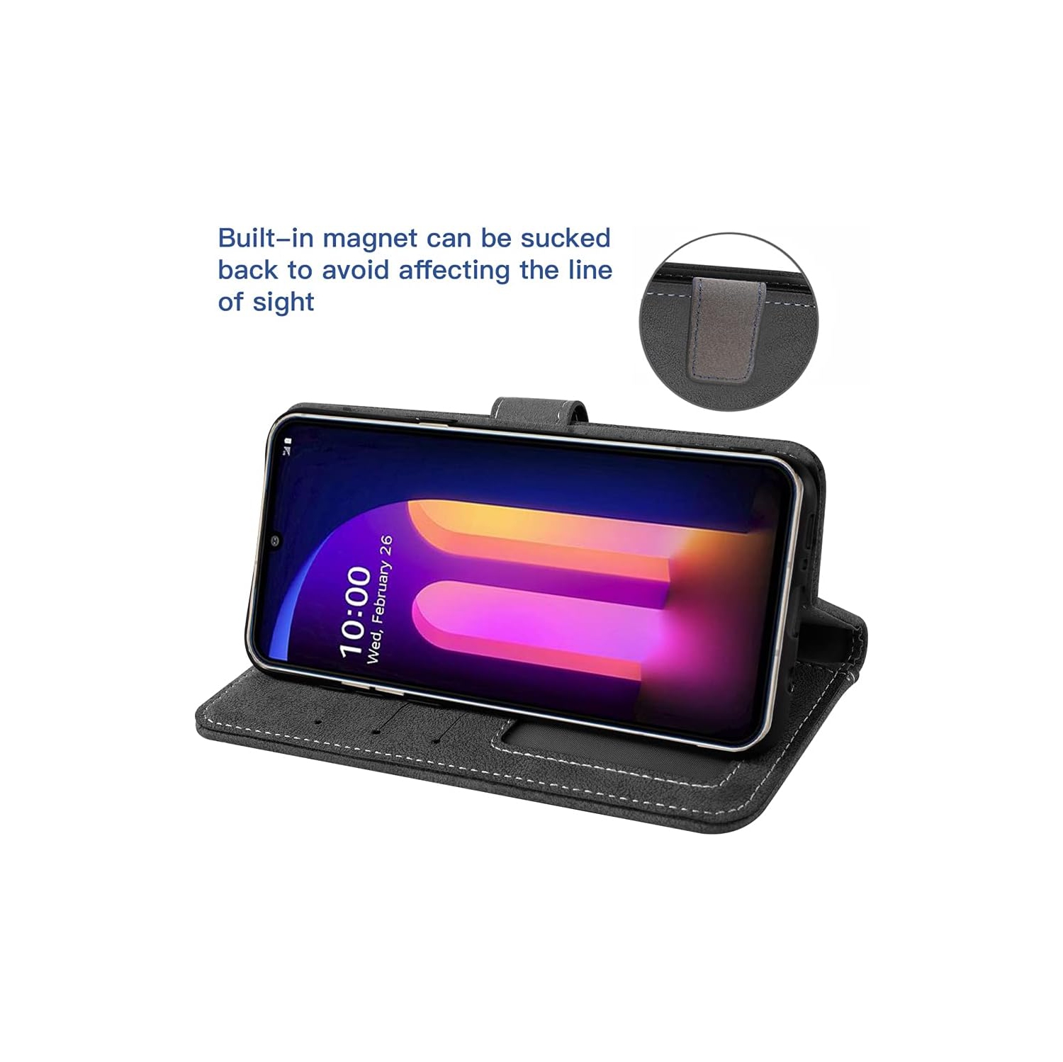 Phone Case for LG V60 ThinQ V60ThinQ 5G G9 Thin Q, Flip Wallet Cover with Tempered Glass Screen Protector Stand