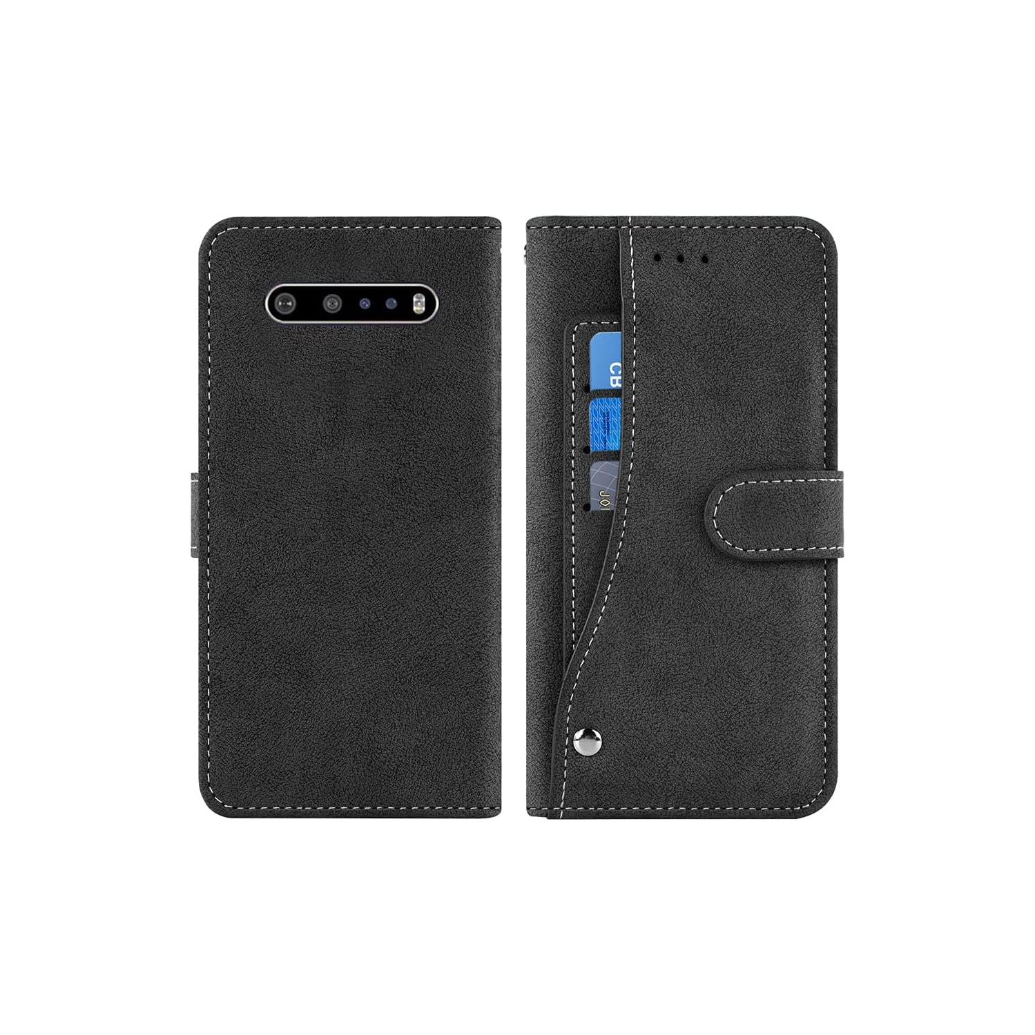 Phone Case for LG V60 ThinQ V60ThinQ 5G G9 Thin Q, Flip Wallet Cover with Tempered Glass Screen Protector Stand