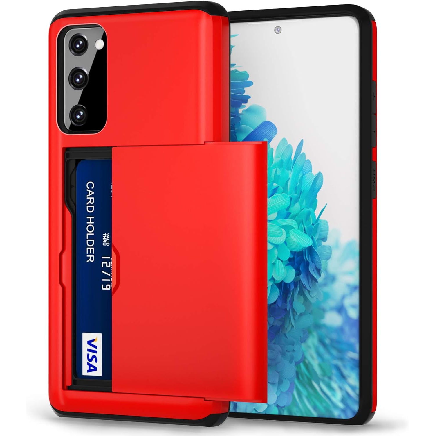 Étui FE S20, étui pour carte de crédit étui portefeuille étui portefeuille pochette arrière coulissante fente double pour carte de crédit Galaxy S20