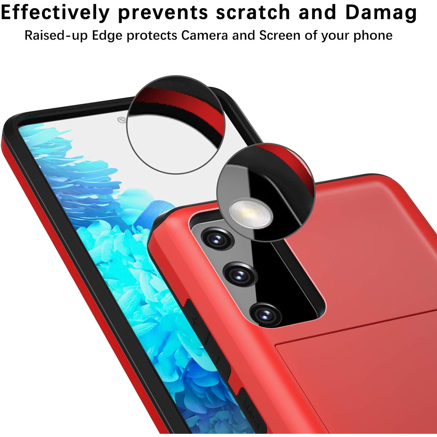 Étui FE S20, étui pour carte de crédit étui portefeuille étui portefeuille pochette arrière coulissante fente double pour carte de crédit Galaxy S20