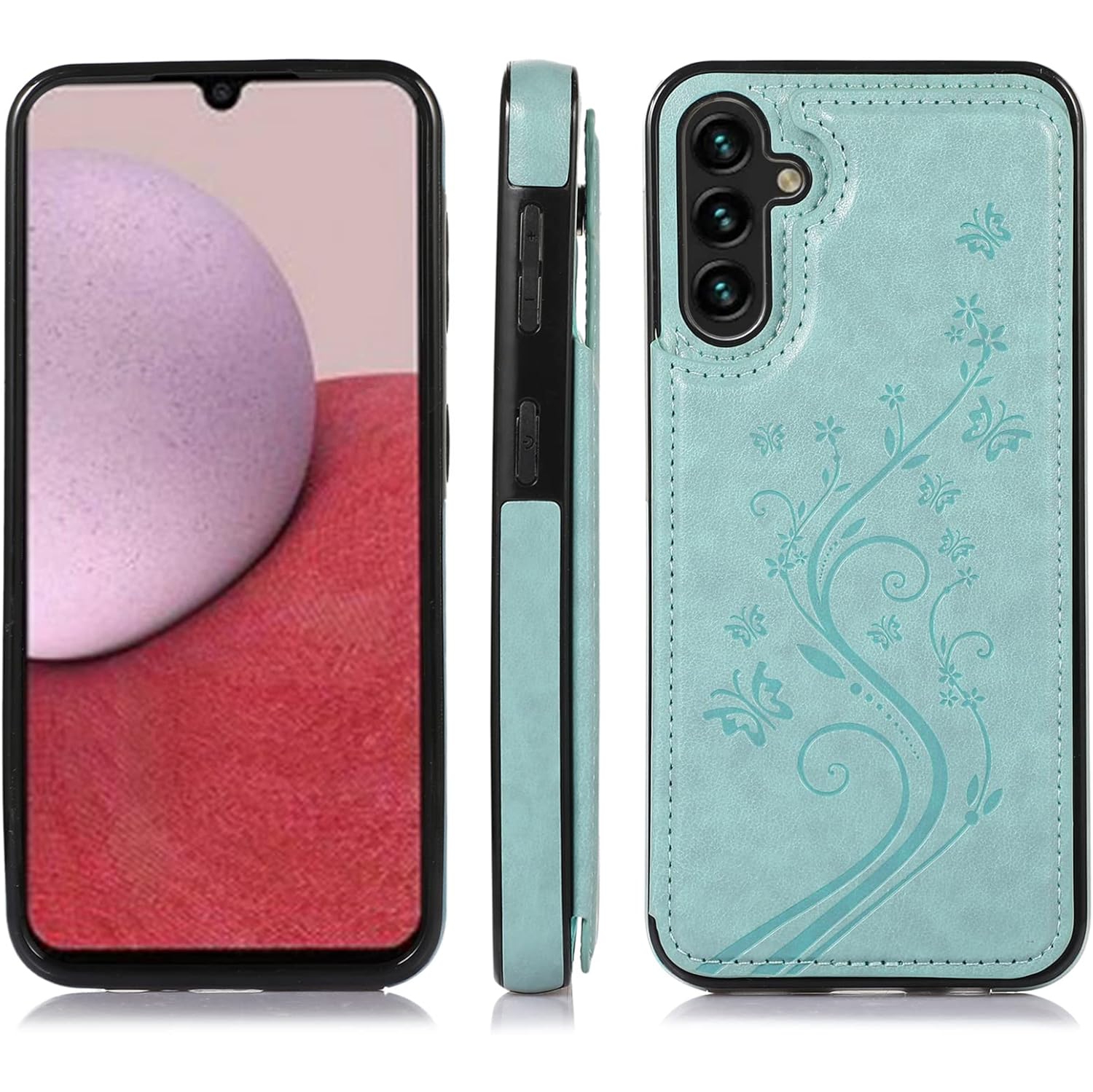 Phone Case for Samsung Galaxy A54 5G with Tempered Glass Screen Protector and Card Holder Wallet Cover Stand