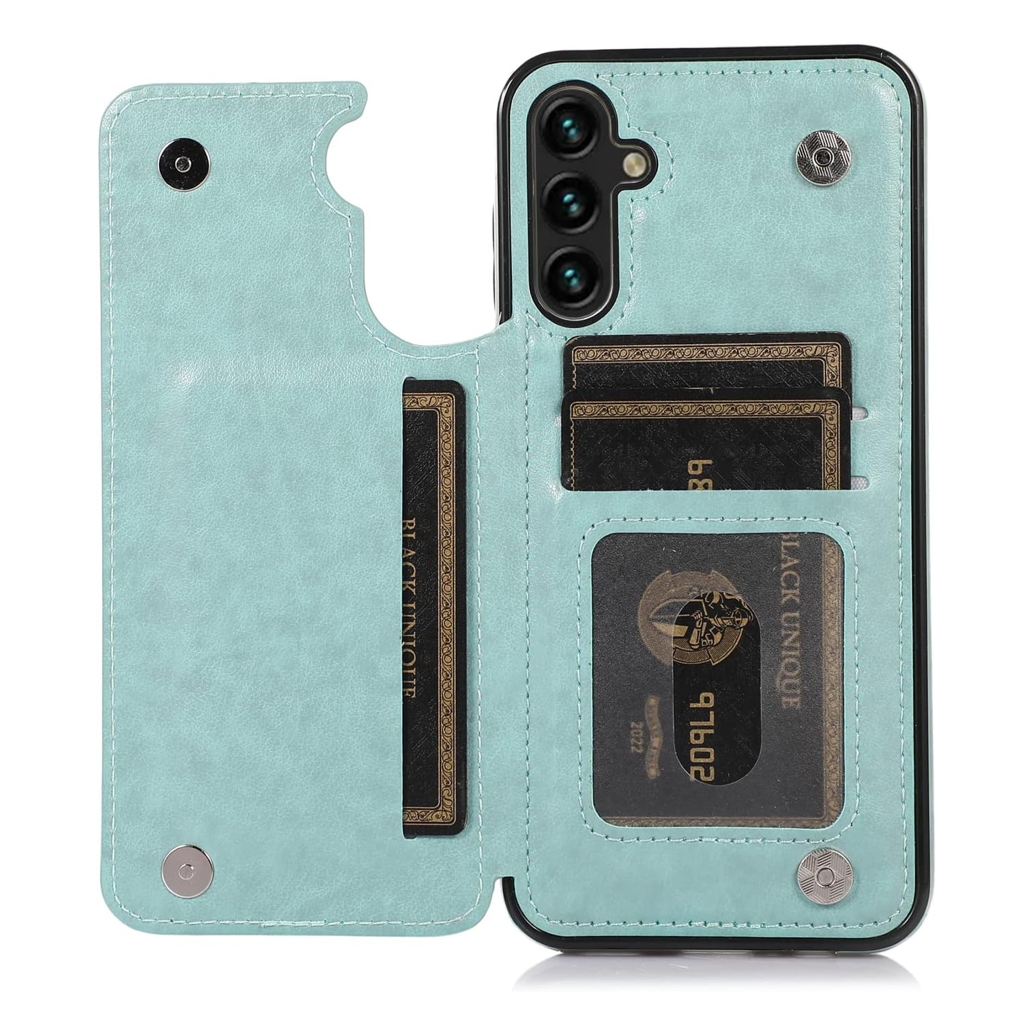 Phone Case for Samsung Galaxy A54 5G with Tempered Glass Screen Protector and Card Holder Wallet Cover Stand