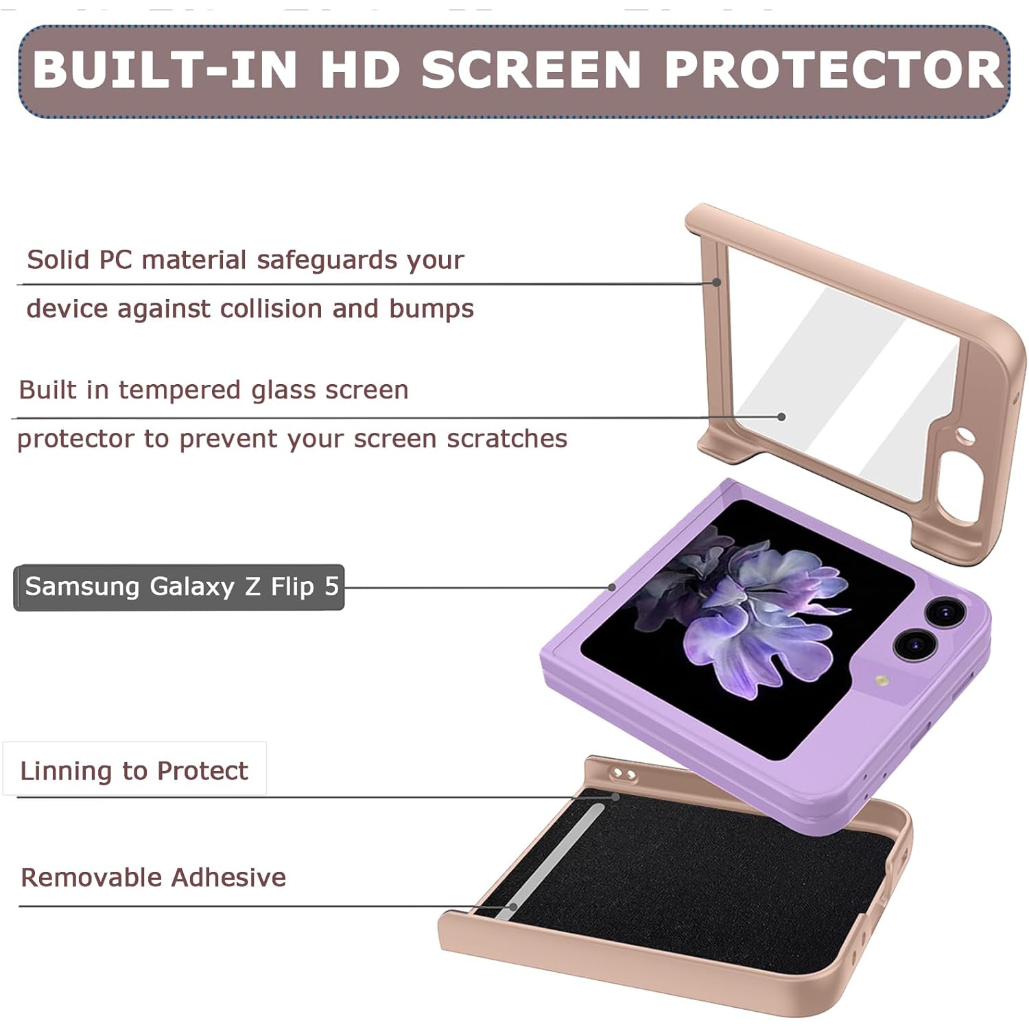 Compatible Glitter Case for Samsung Galaxy Z Flip 5 5G Case Screen Protector,Luxury Bling Rhinestone Diamond Case