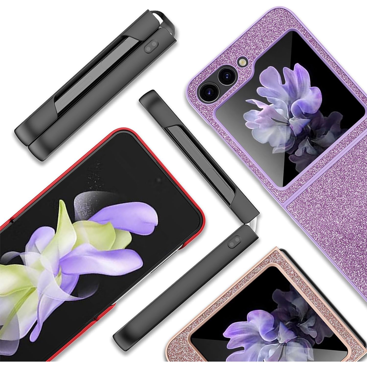 Compatible Glitter Case for Samsung Galaxy Z Flip 5 5G Case Screen Protector,Luxury Bling Rhinestone Diamond Case