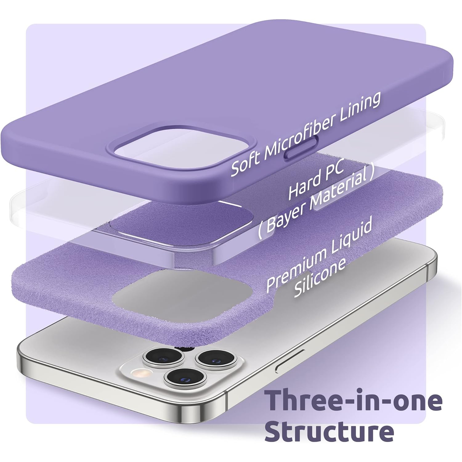 Étui en silicone compatible avec l'étui iPhone 12 Pro Max 6,7 po, étui protecteur intégral en silicone liquide pour téléphone