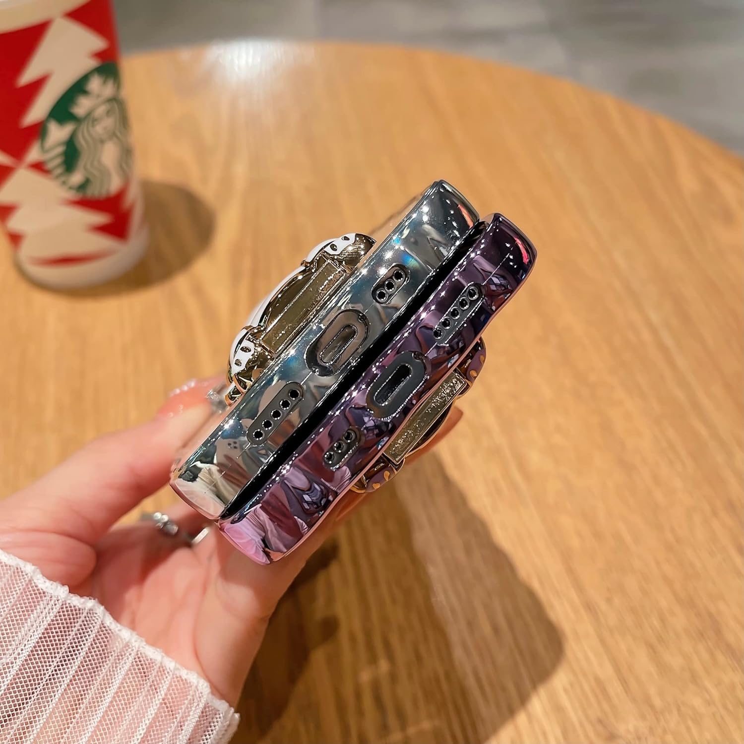 Designed for iPhone 11 Pro Glitter Case, Luxury Plating Cute Bling Rabbit Kickstand Phone Cover for Women Girls