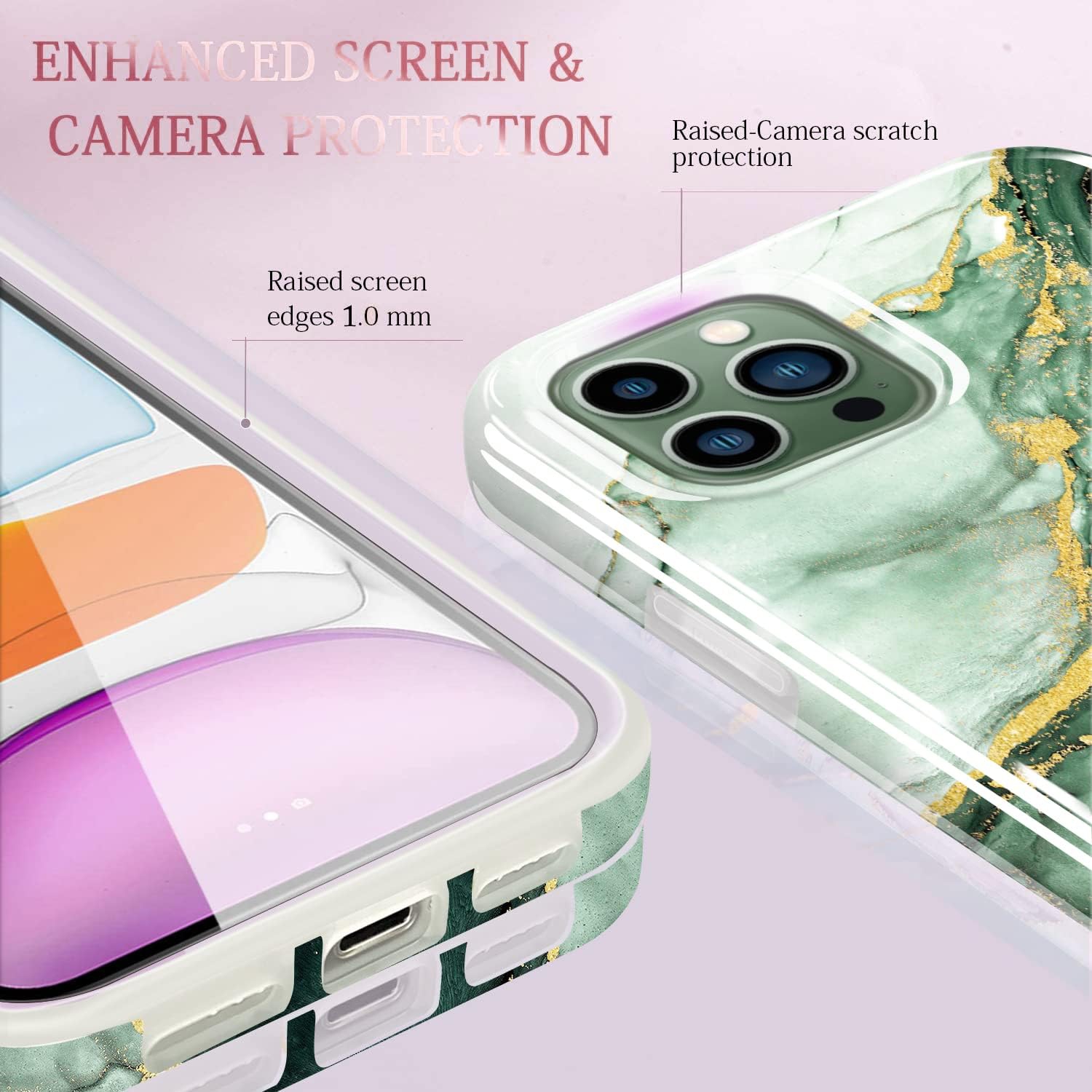 Gold Glitter Sparkle Case Compatible with iPhone 13 Pro Case Marble Design Shockproof Slim Soft Silicone TPU