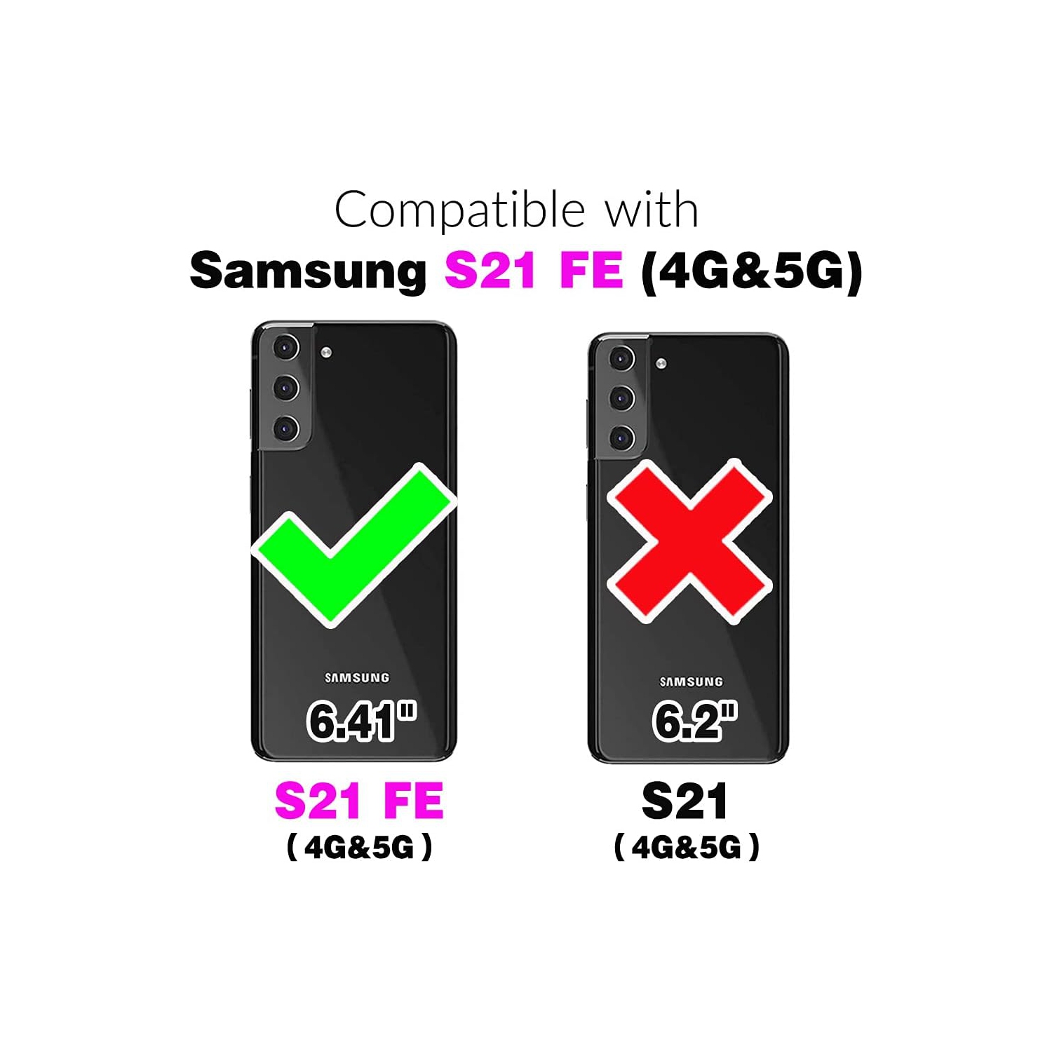 Étui pour téléphone Galaxy S21 FE 5G de Samsung avec protecteur d'écran en verre trempé et dragonne à paillettes