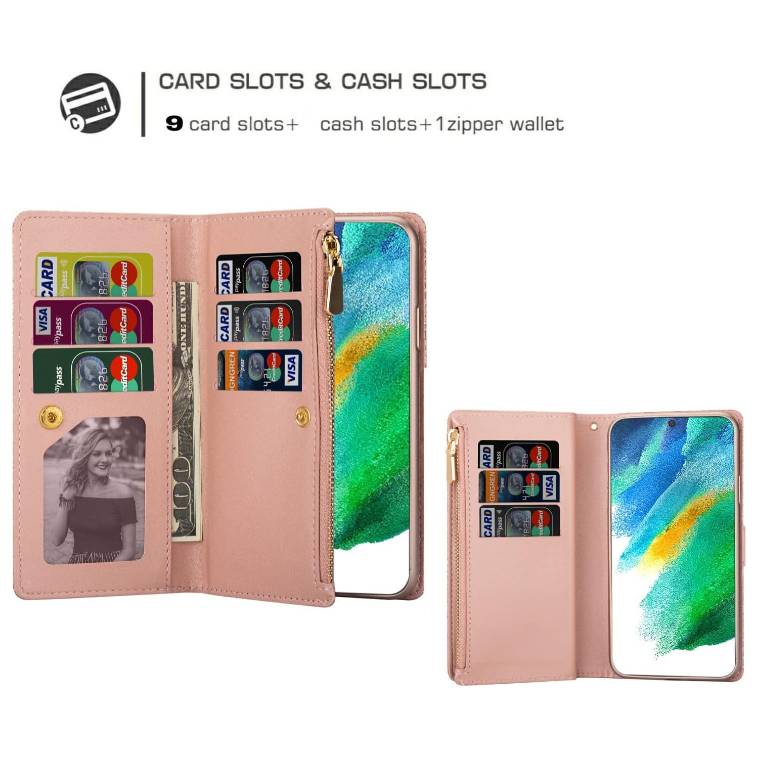 Étui pour téléphone Galaxy S21 FE 5G de Samsung avec protecteur d'écran en verre trempé et dragonne à paillettes