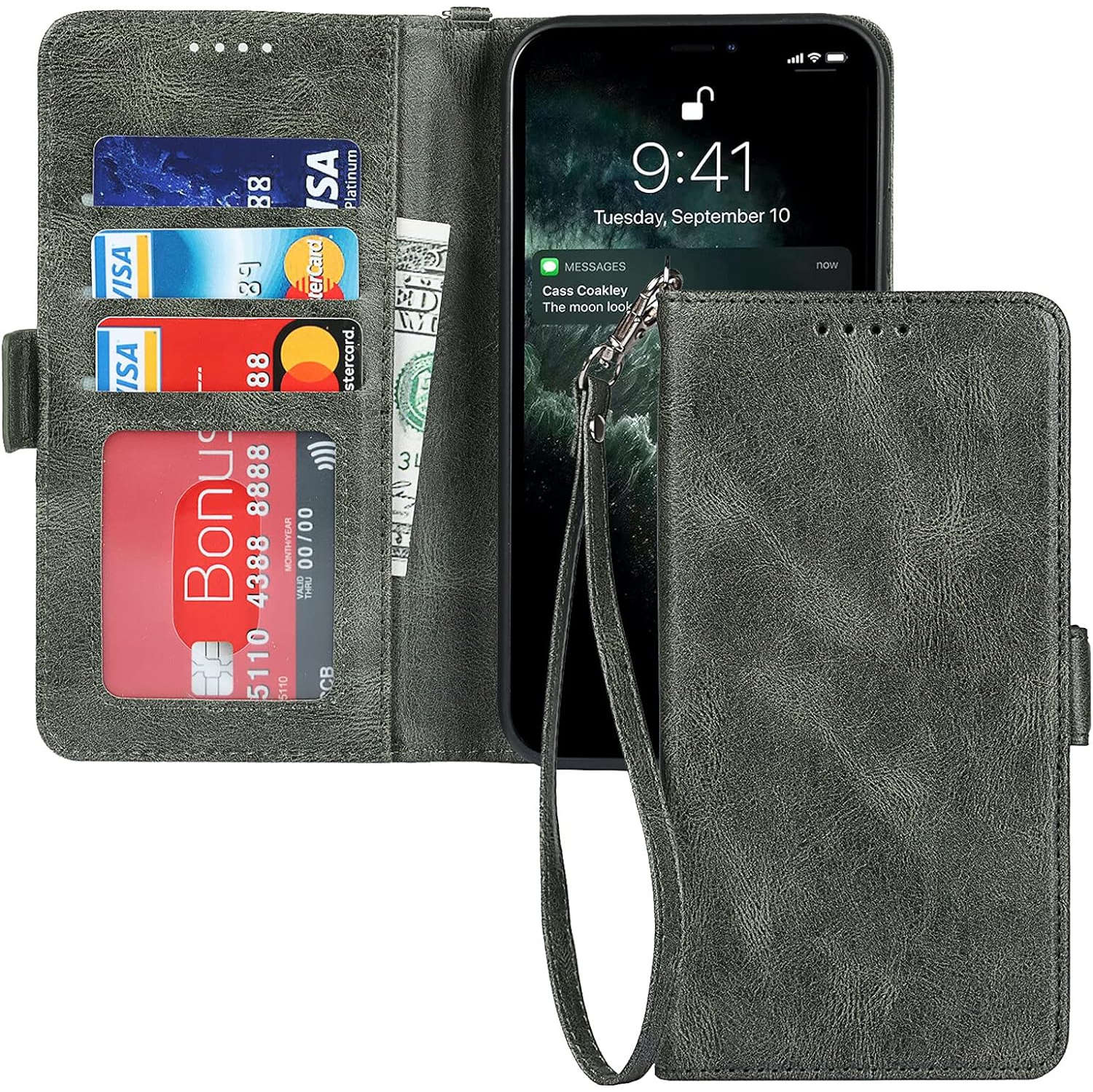 iPhone 11 Pro Max Wallet Case,[RFID Blocking] Premium Leather Credit Card Holder Magnetic Flip Kickstand Wallet