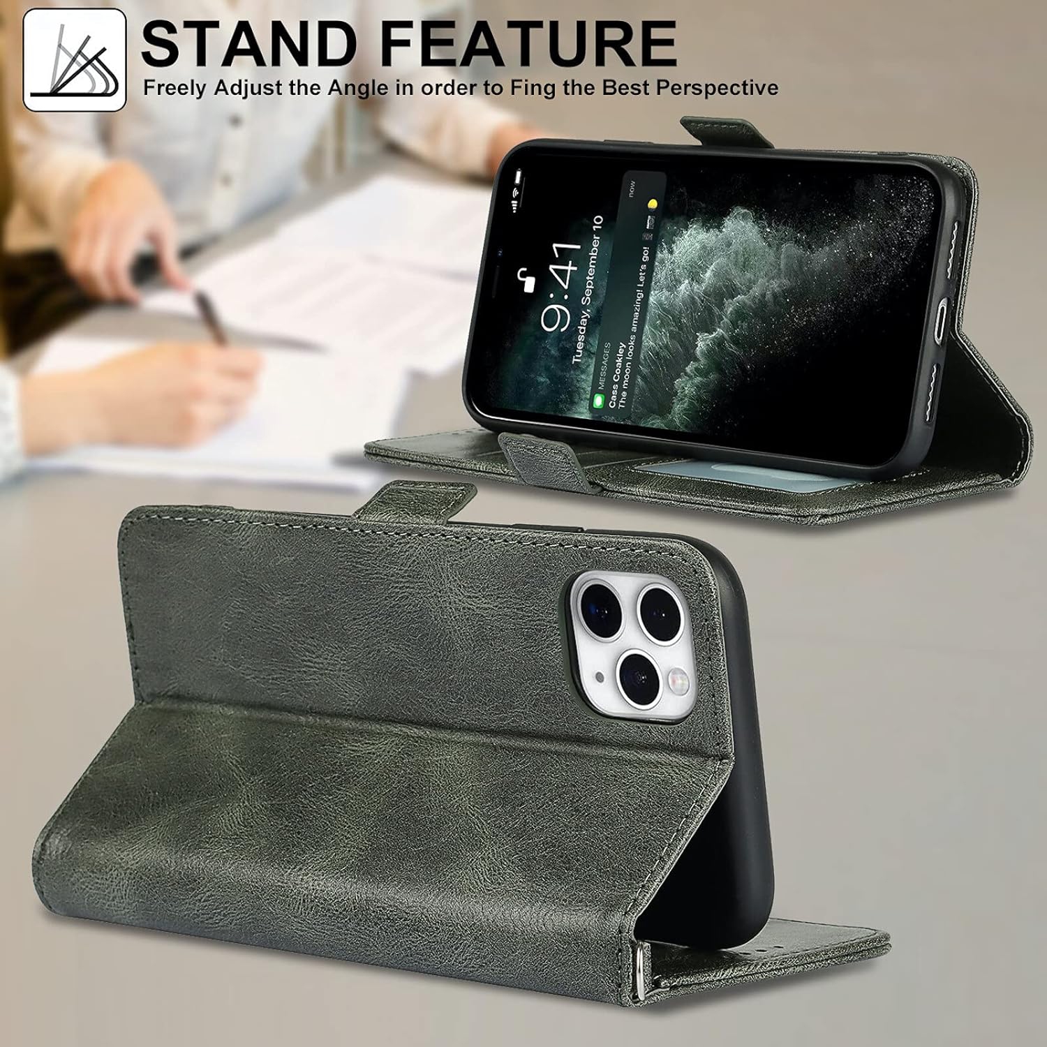 iPhone 11 Pro Max Wallet Case,[RFID Blocking] Premium Leather Credit Card Holder Magnetic Flip Kickstand Wallet