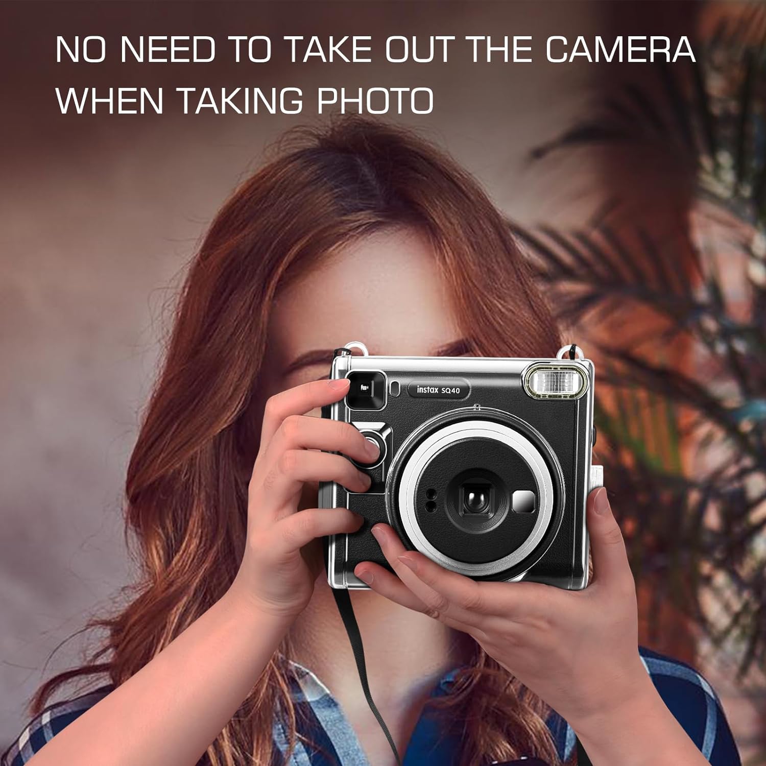 Protective Case for Fujifilm Instax Square SQ40 Instant Camera - Crystal Hard PVC Cover with Adjustable