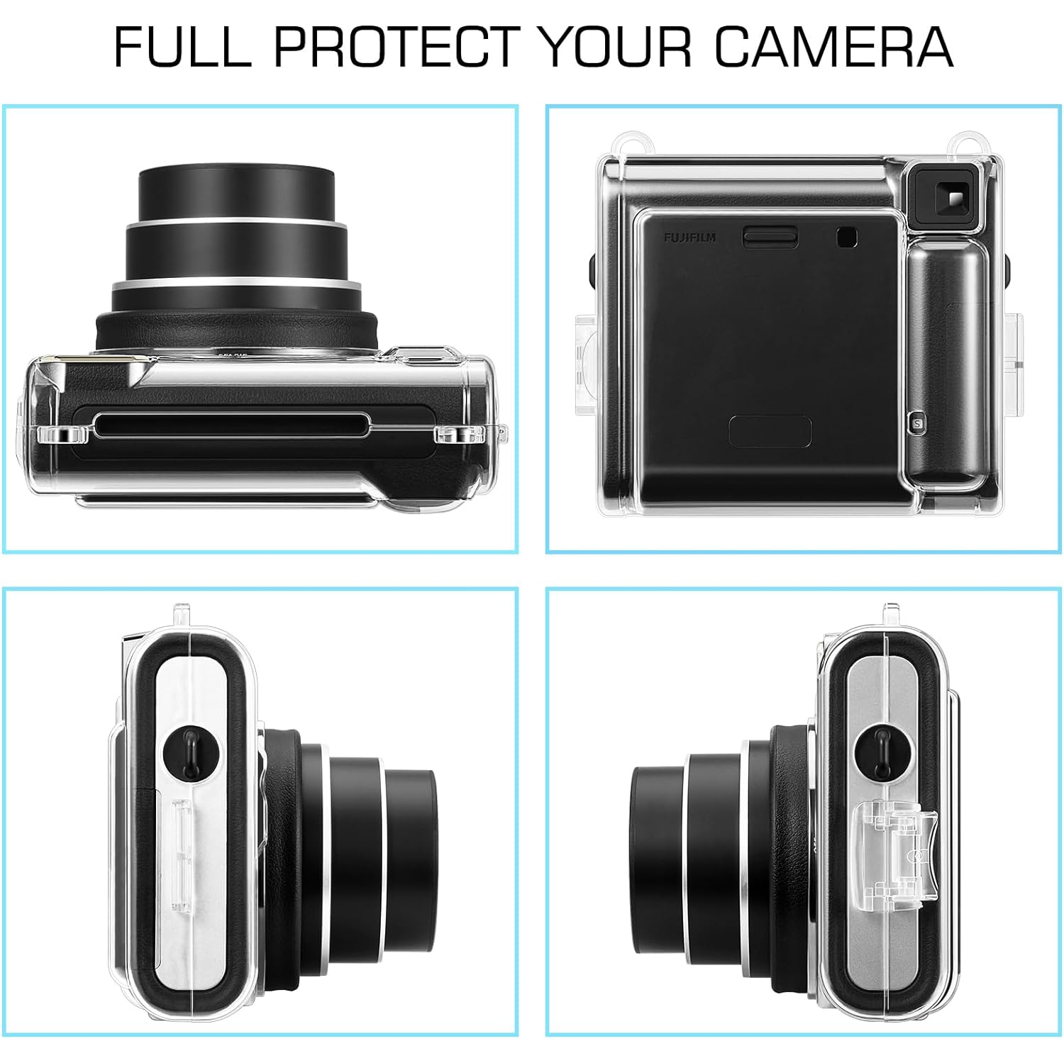 Protective Case for Fujifilm Instax Square SQ40 Instant Camera - Crystal Hard PVC Cover with Adjustable