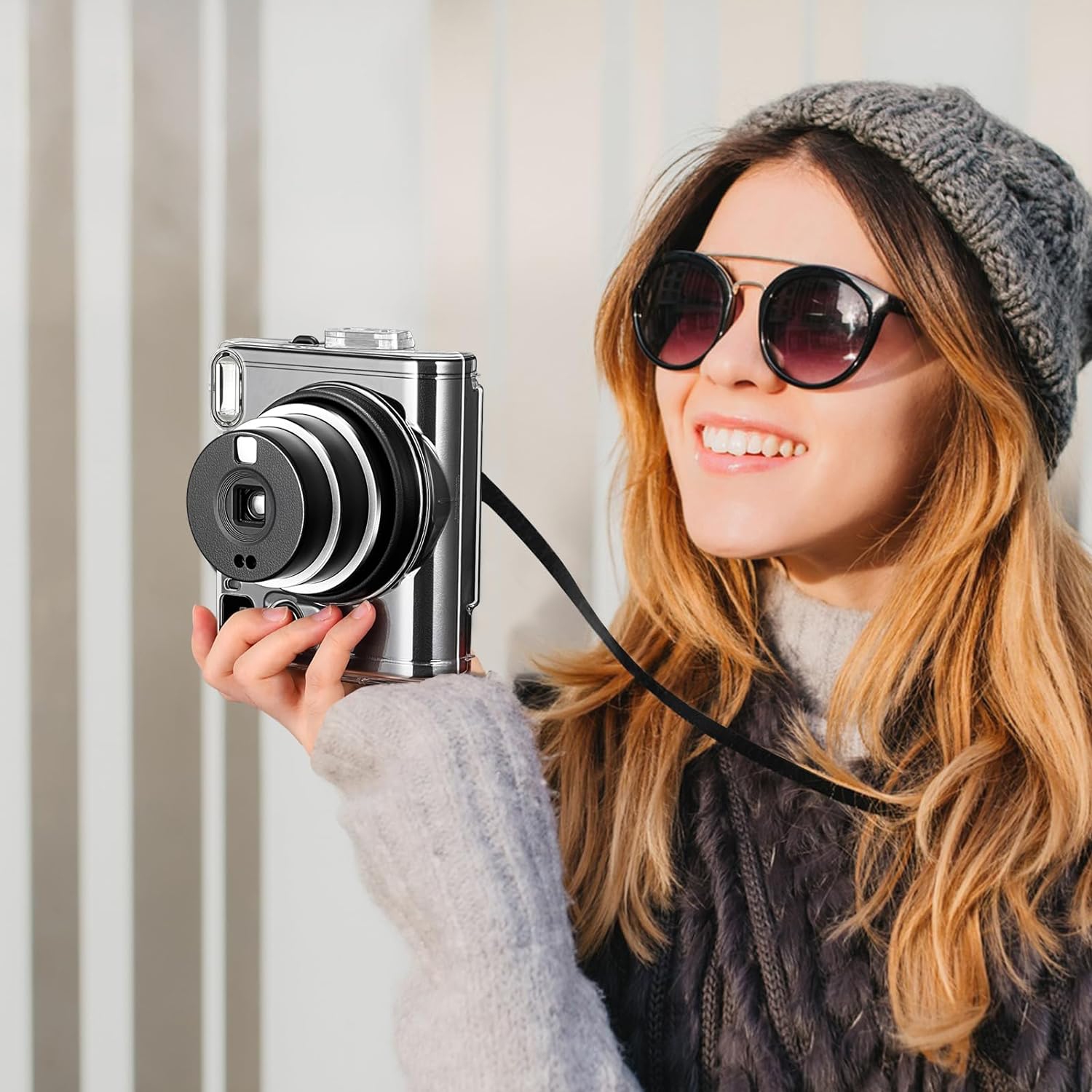 Protective Case for Fujifilm Instax Square SQ40 Instant Camera - Crystal Hard PVC Cover with Adjustable